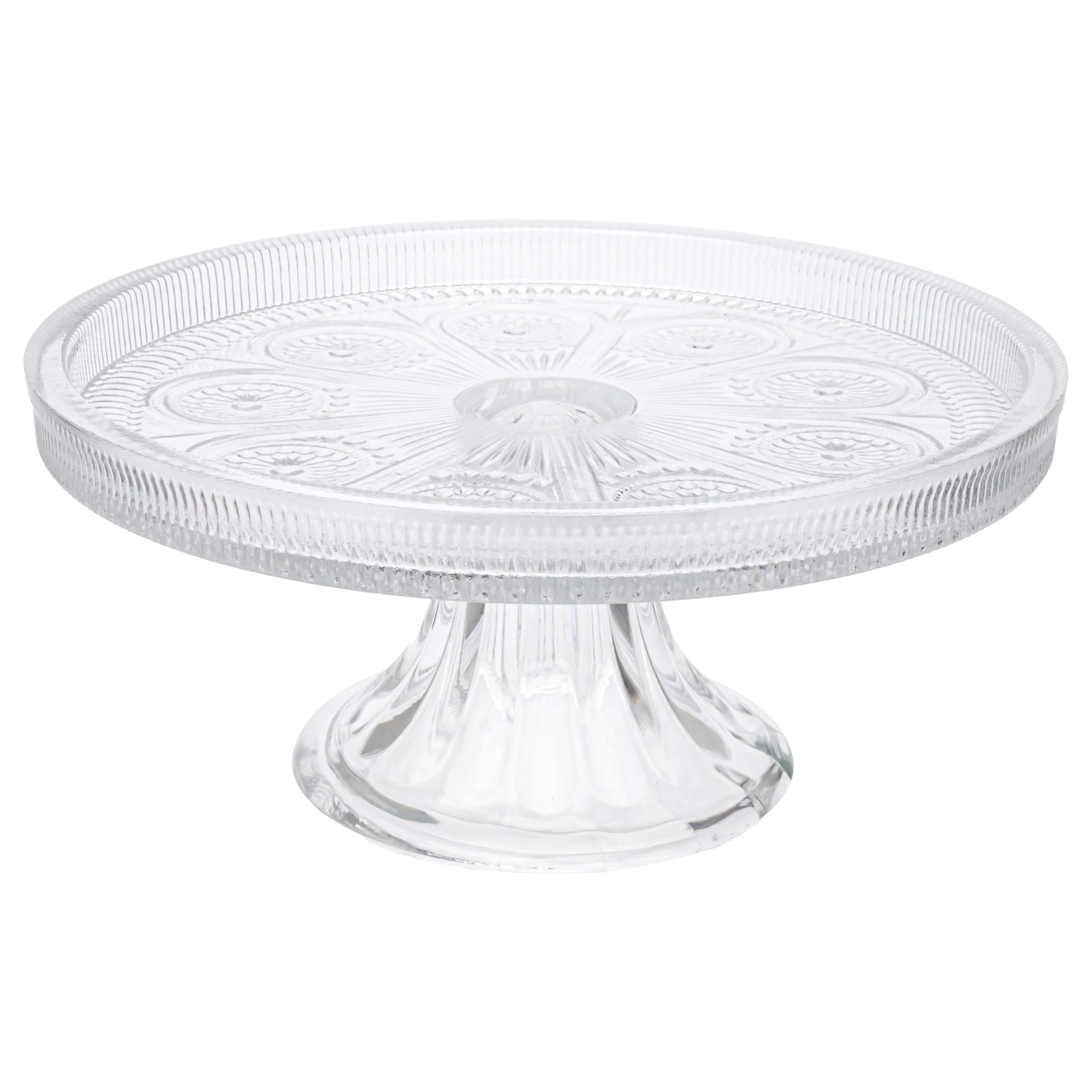 Boston International Vintage-Inspired Glass Cake Stand Round Pedestal for Desserts Cupcakes & Pie, 8.25 x 3.5, Clear Codi