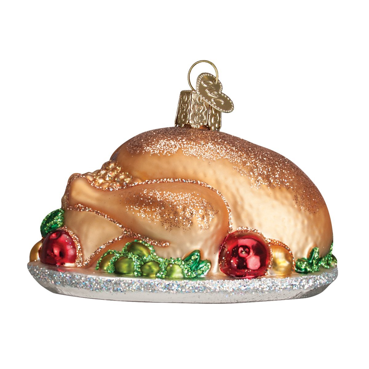 Old World Christmas Thanksgiving Glass Blown Ornaments for Christmas Tree Turkey Platter