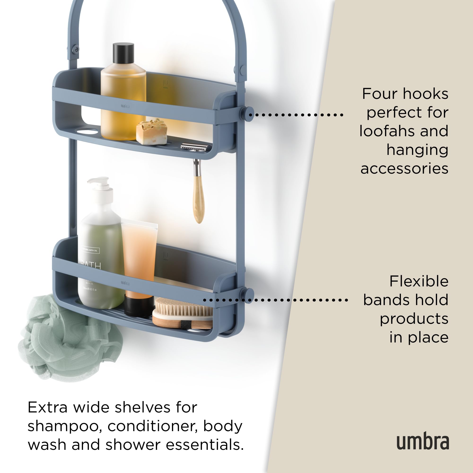 Umbra Flex Shower Caddy, Slate Blue