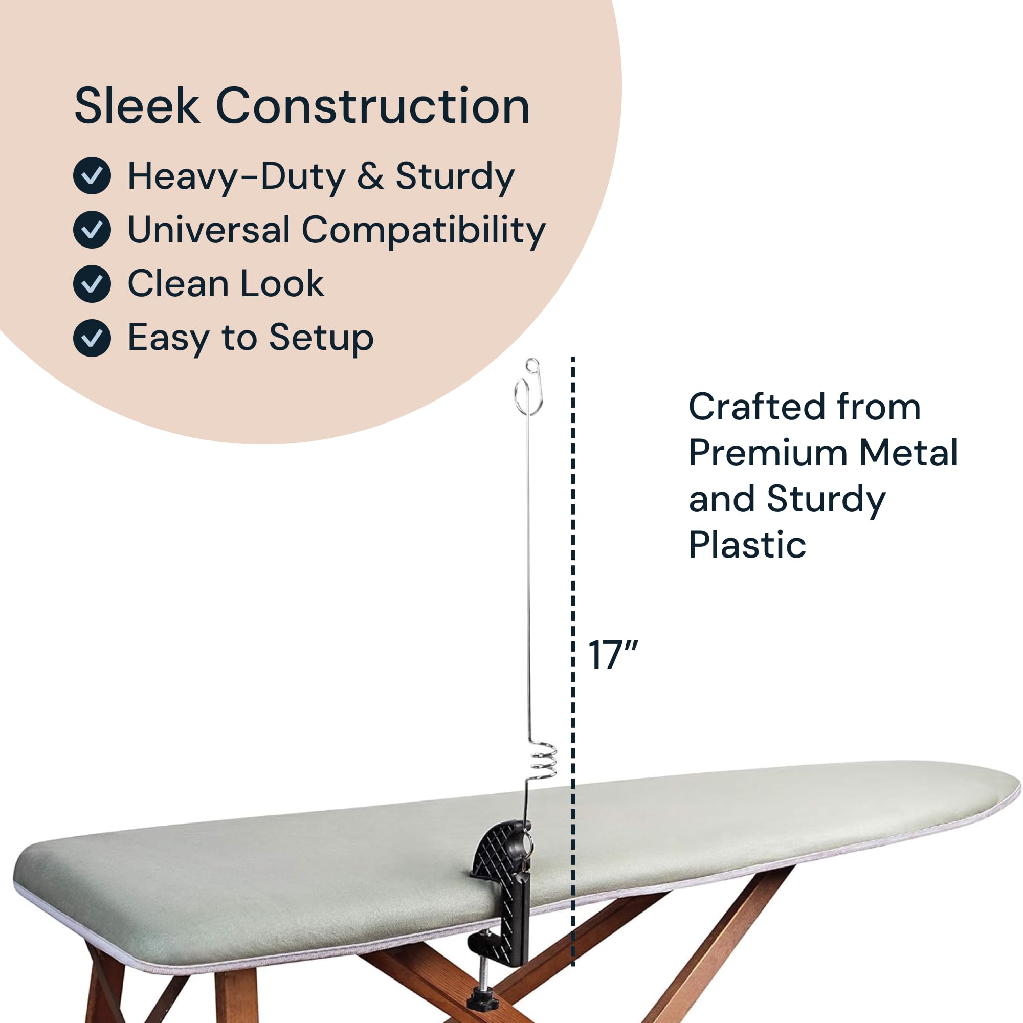 Simplyimagine Cord Holder For Ironing Board - Flexible Universal Steam Iron Cord Minder, Keeps Cord Out Of The Way - Flex Cable
