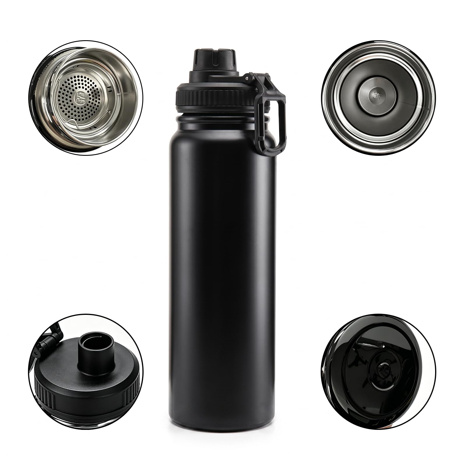 27oz 316 Stainless Steel Insulated Water Bottle black, L24H Cold & 12H Hot Retention, Lightweight Portable Design for Car, Gym, 