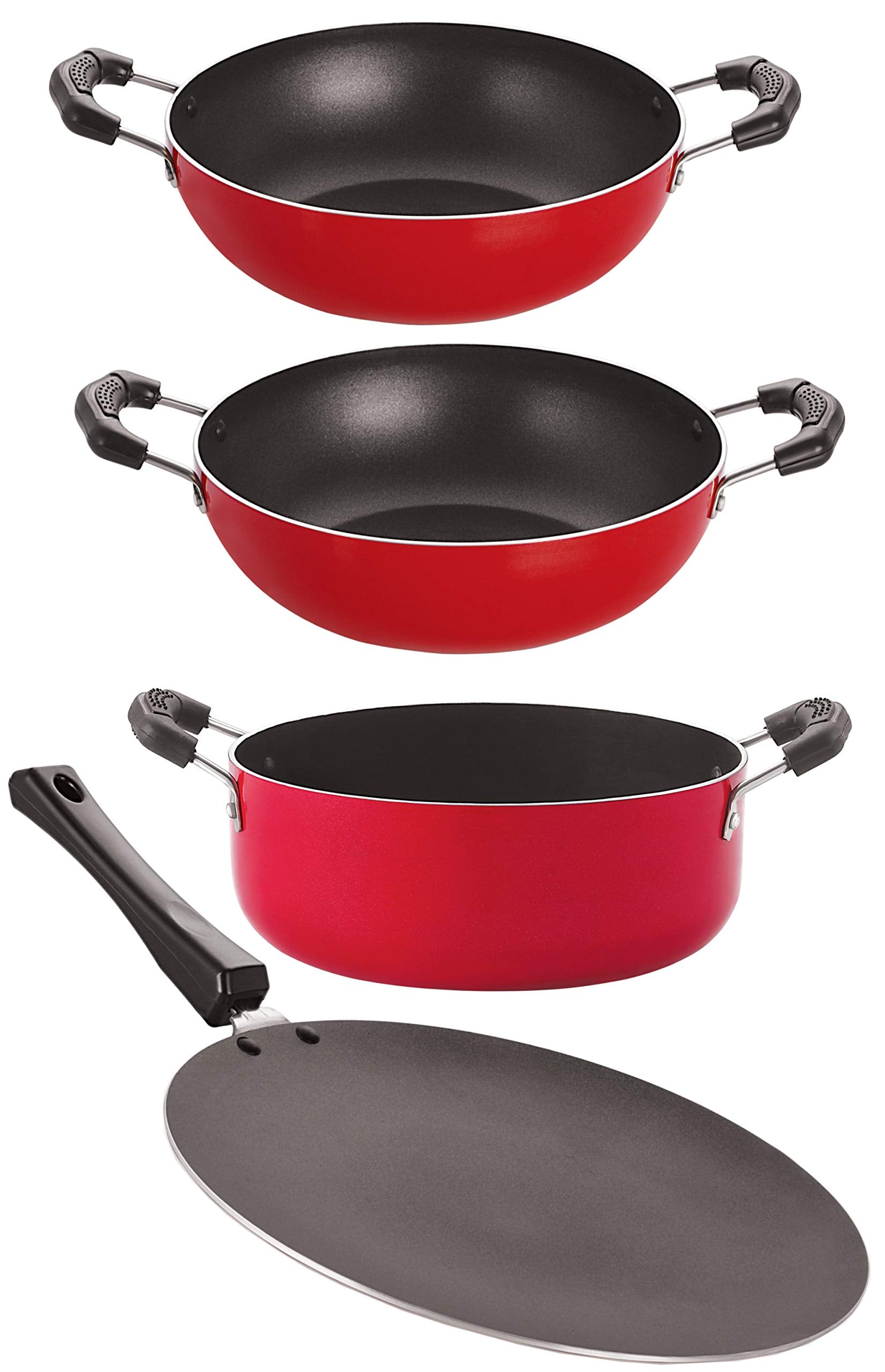 Nirlon Non Stick Coated Heat Resistance Pfoa Free Aluminium Cookware Utencil Gift Set, Ct12_Kd10_Kd14_Cs24