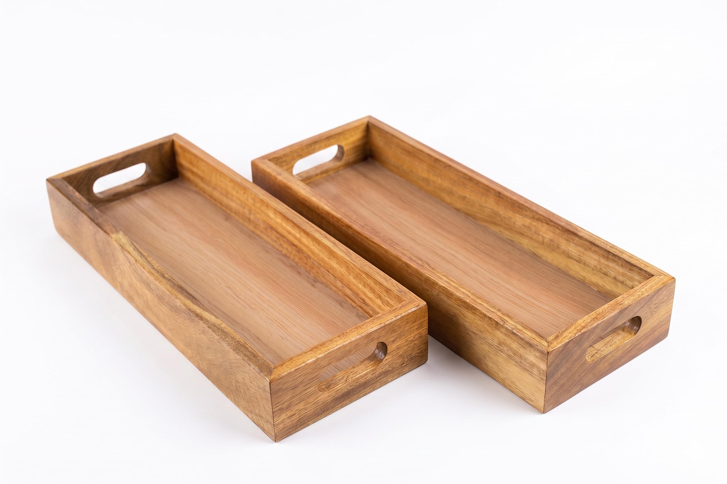 Woodkit Wooden Serving Tray With Handles  Rectangular FoodGrade Kitchen & Decorative Tray For Snacks, Coffee, Breakfast & Home