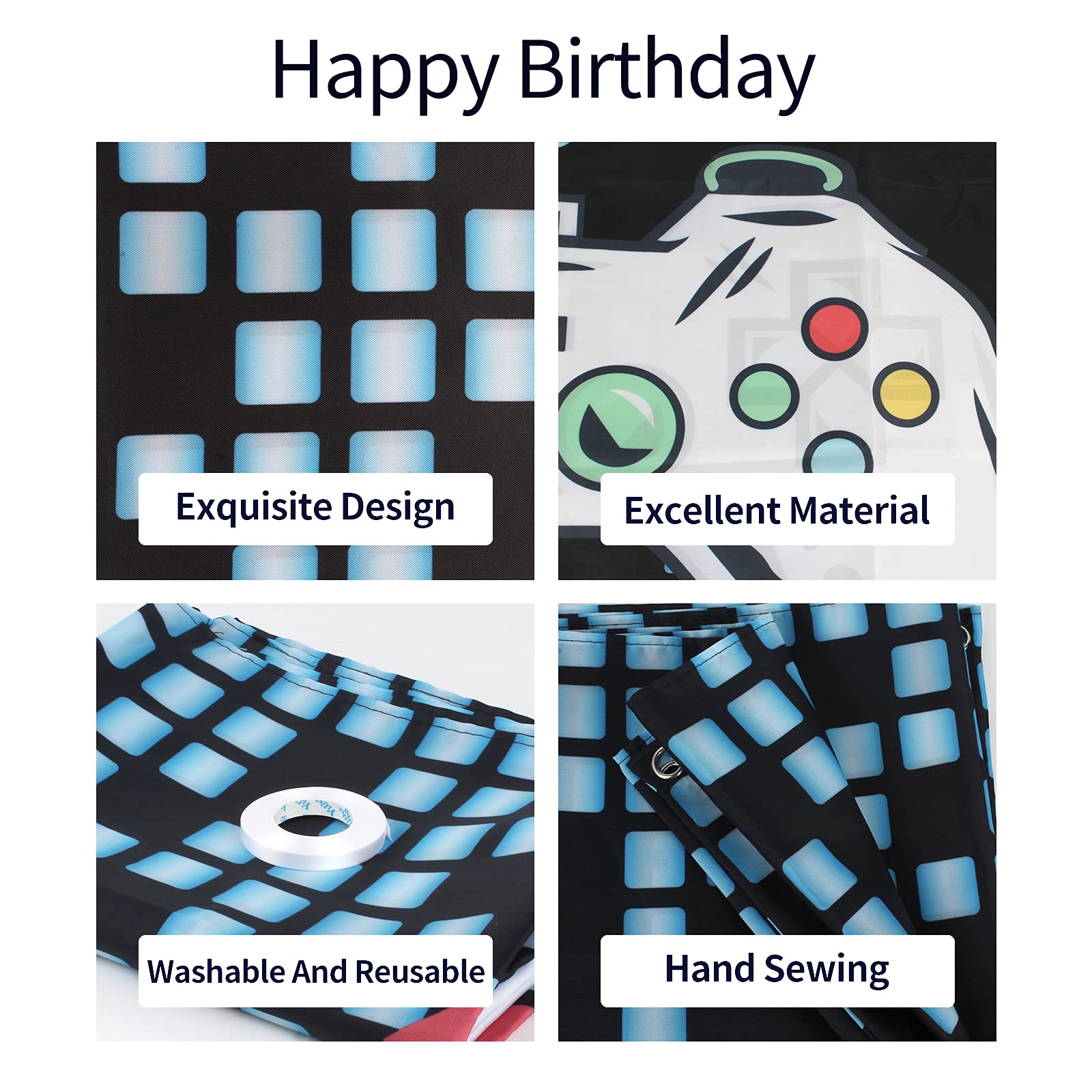 Hamigar 6X4Ft Happy 7Th Birthday Baner Backdrop - Level 7 Unlocked Birthday Decorations Party Supplies For Boys - Blue