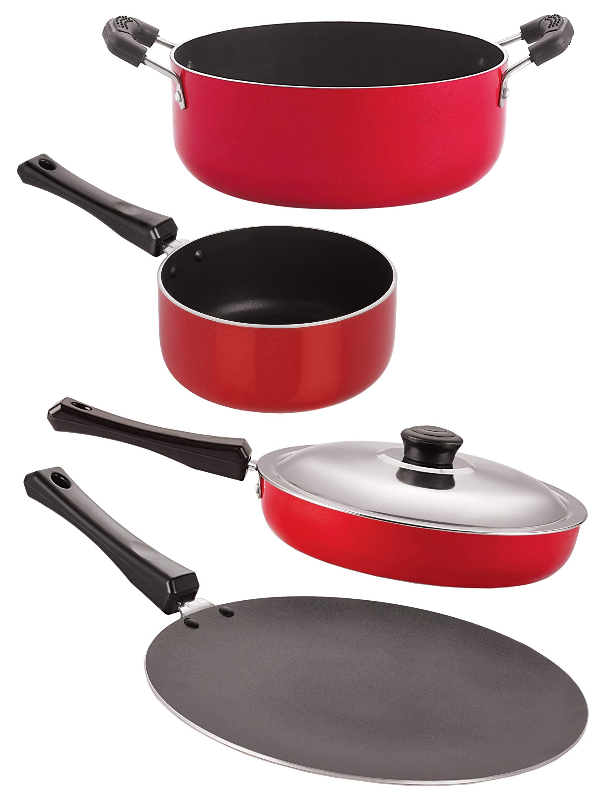 Nirlon 3 Layer Coated Nonstick Aluminium Pots And Pans Cooking Item Gift Set Offer (Ct11_Fp12_Sp(B)_Cs24)