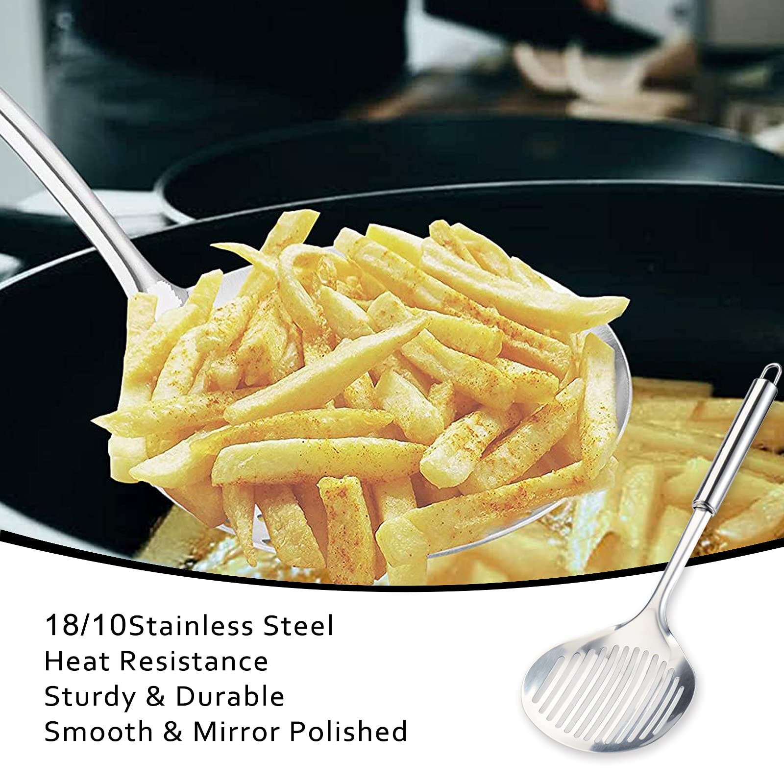 Tenta Kitchen Multi Kitchen Utensil Stainless Steel Cooking Skimmer Slotted Fish Turner Spatula Spoon Colander Drain Water Filte