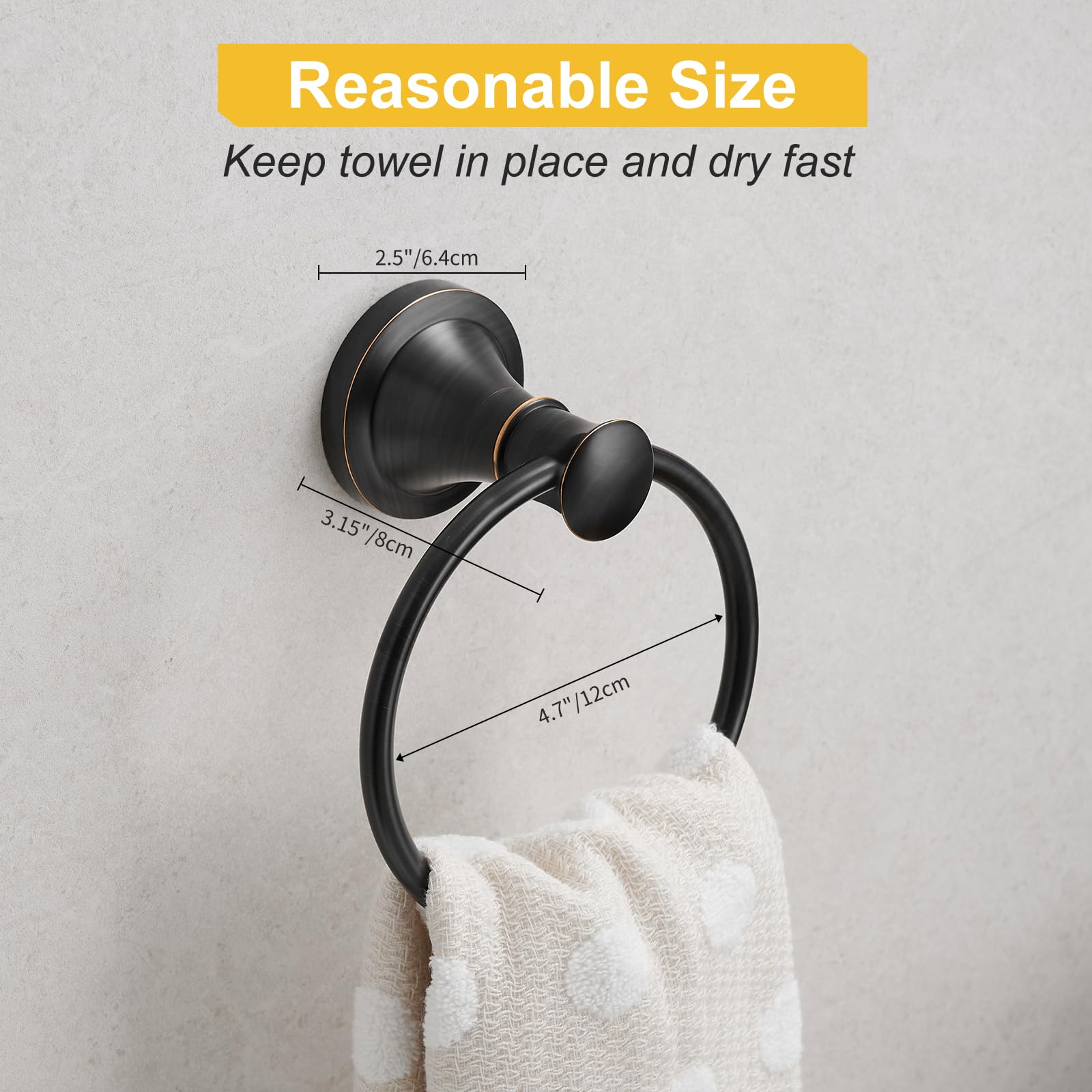 BESy Oil Rubbed Bronze Bathroom Hand Towel Ring Towel Holder  Wall Mounted Bathroom Hardware Accessory
