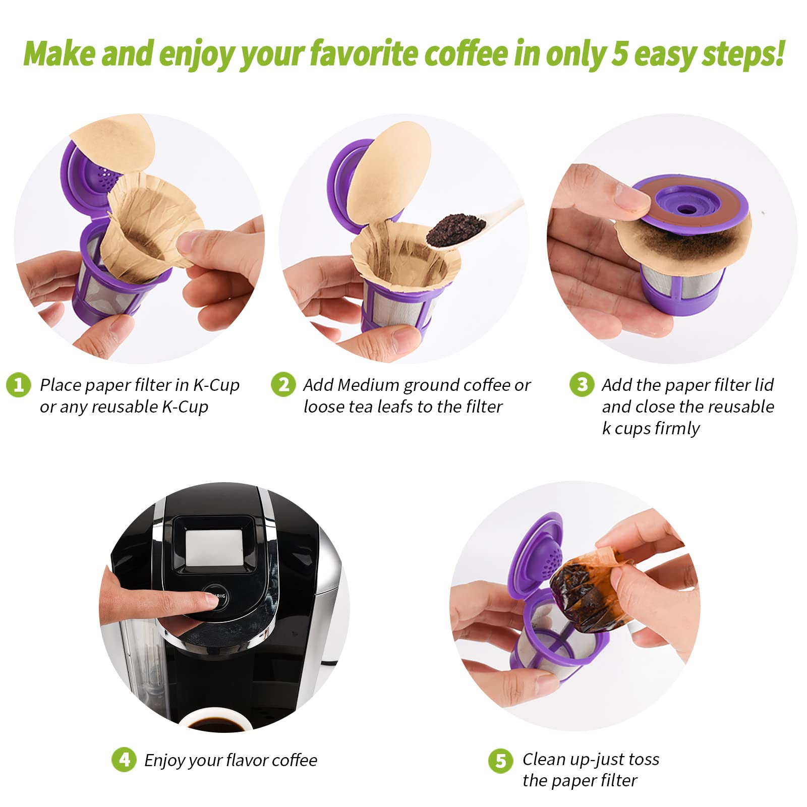 Unbleached K Cup Disposable Paper Filters With Lid For Keurig Reusable K Cup Filters,Keurig Filters For K Cup Reusable Coffee Fi