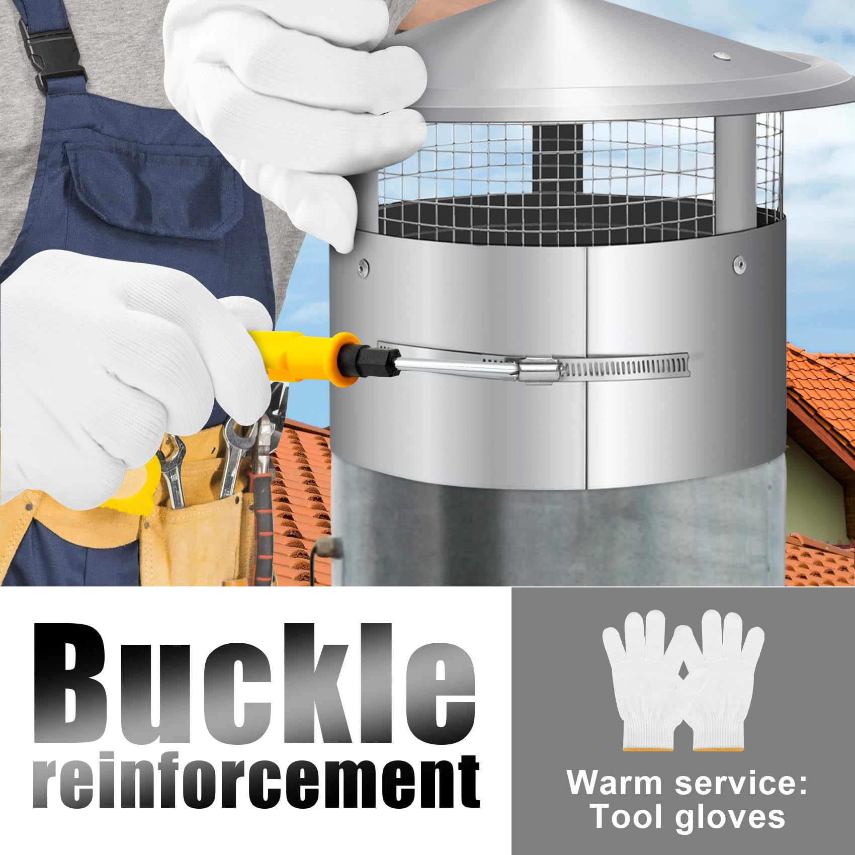 Bootuu 10 Inch Round Chimney Cap, 10 Inch Tapered Top Chimney Cap With Screen, 10 Inch Chimney Cap With Fastening Device With Sc