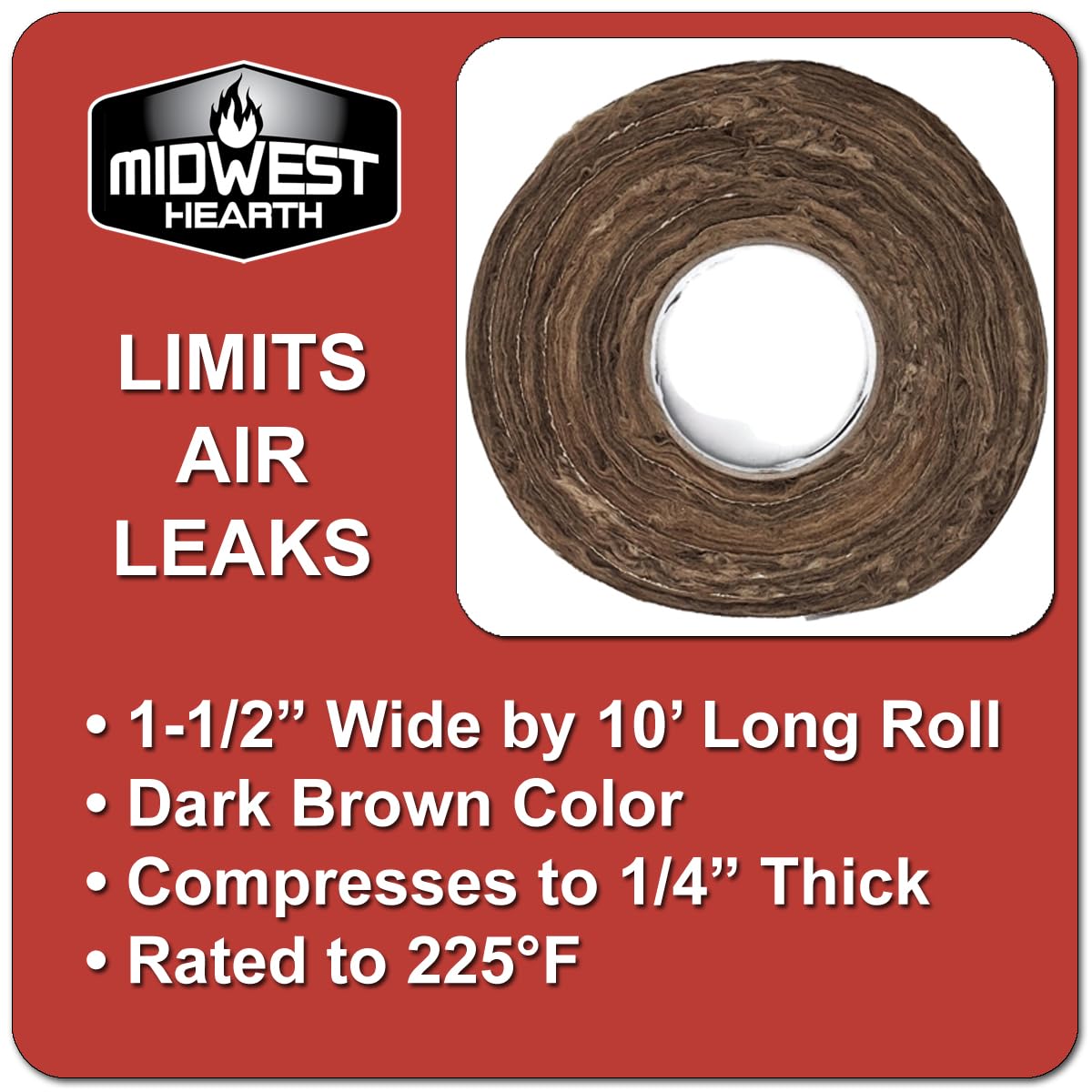 Midwest Hearth Fireplace Insert Insulation 10' Roll W/Self Adhesive Backing