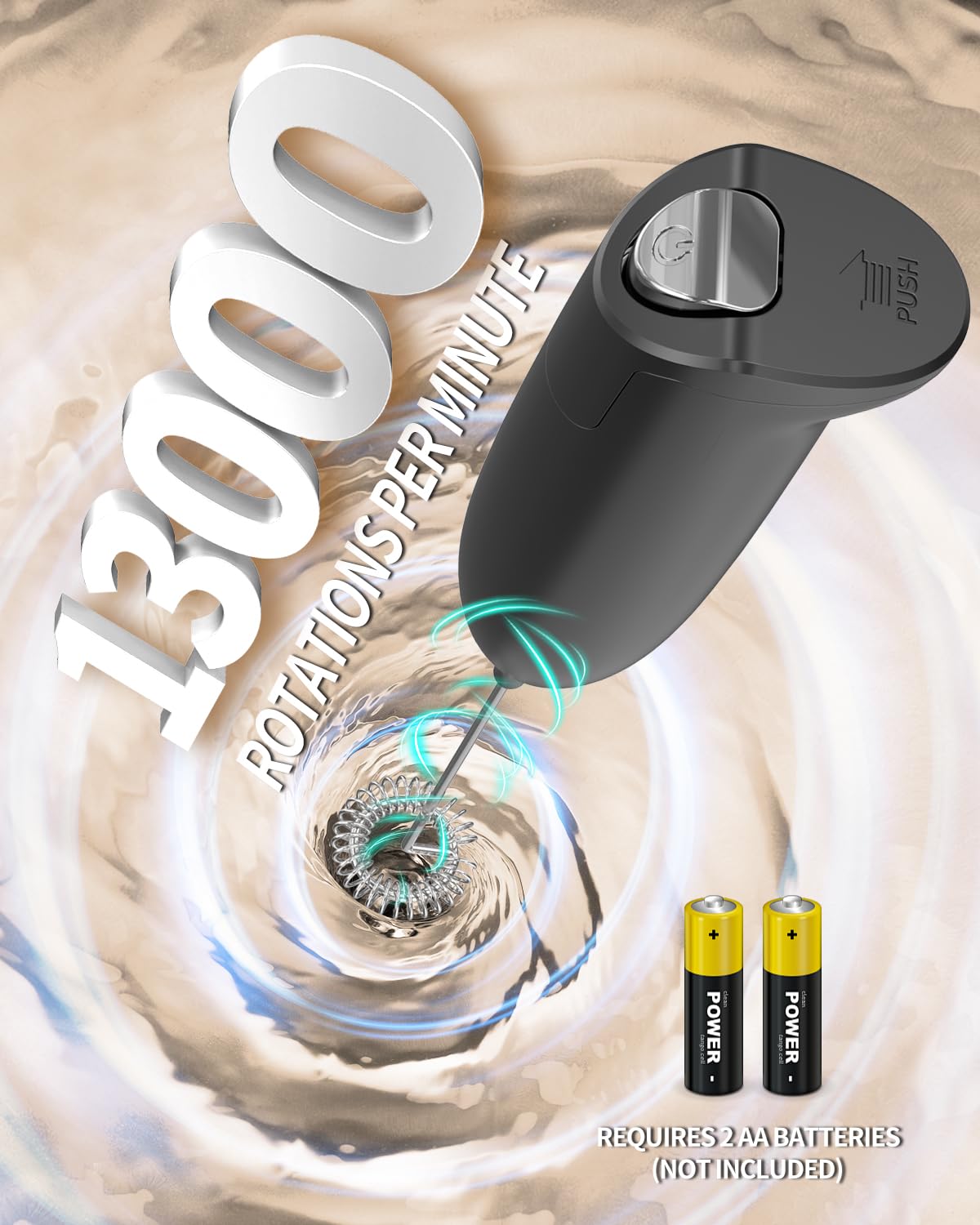 Circle Joy Milk Frother Hanheld, Electric Coffee Frother, Battery Operated Hand Frother Wand Drink Mixer Mini Foamer For Matcha