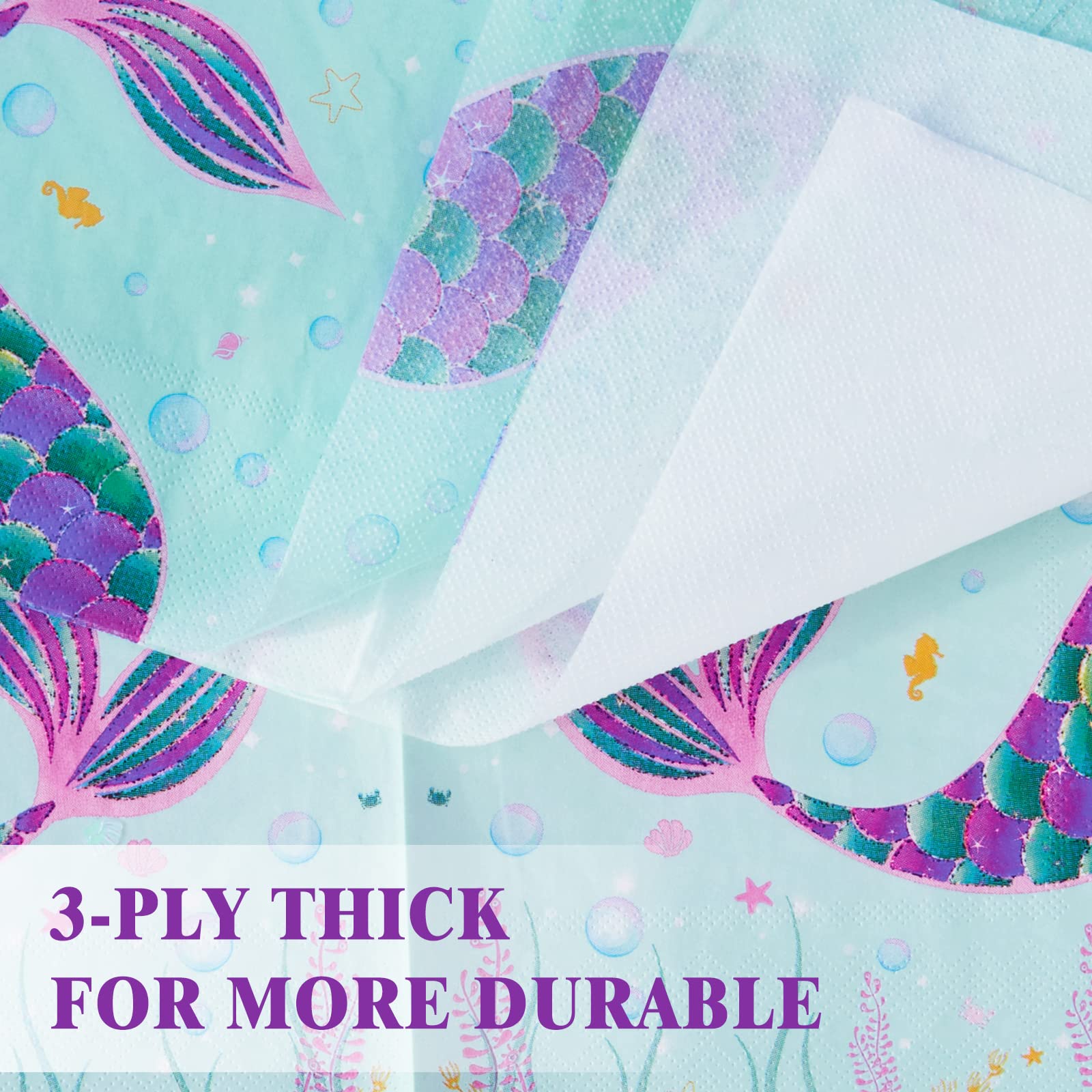 Wernnsai Mermaid Plates And Napkins Set - Serves 48 Guests Mermaid Party Supplies Disposable Paper Dinner Tableware For Birthday