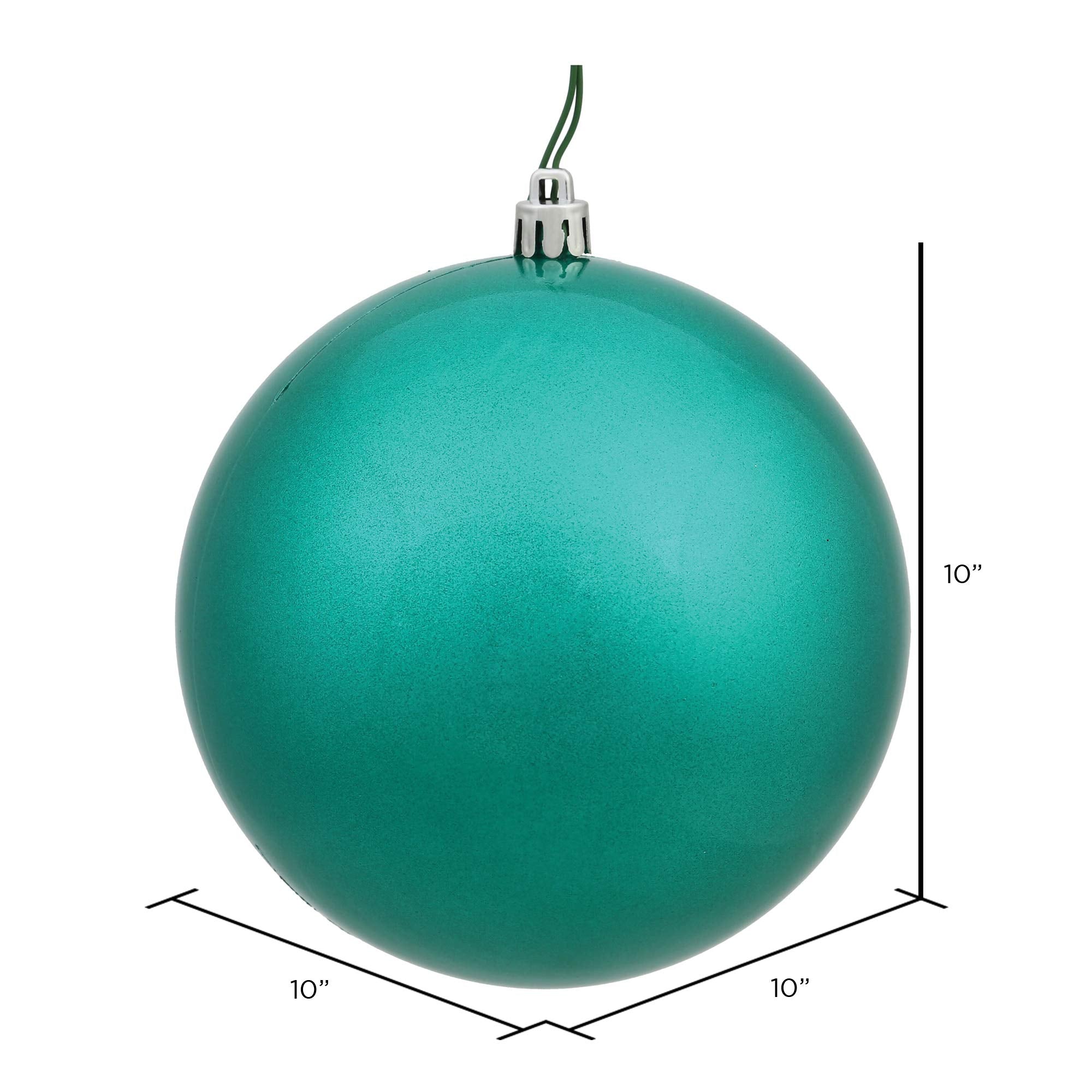 Vickerman N592542DG Glitter Ball Ornament with Shatterproof UV Resistant, Pre-drilled Cap Secured & 6 of Green Floral Wire, 10,