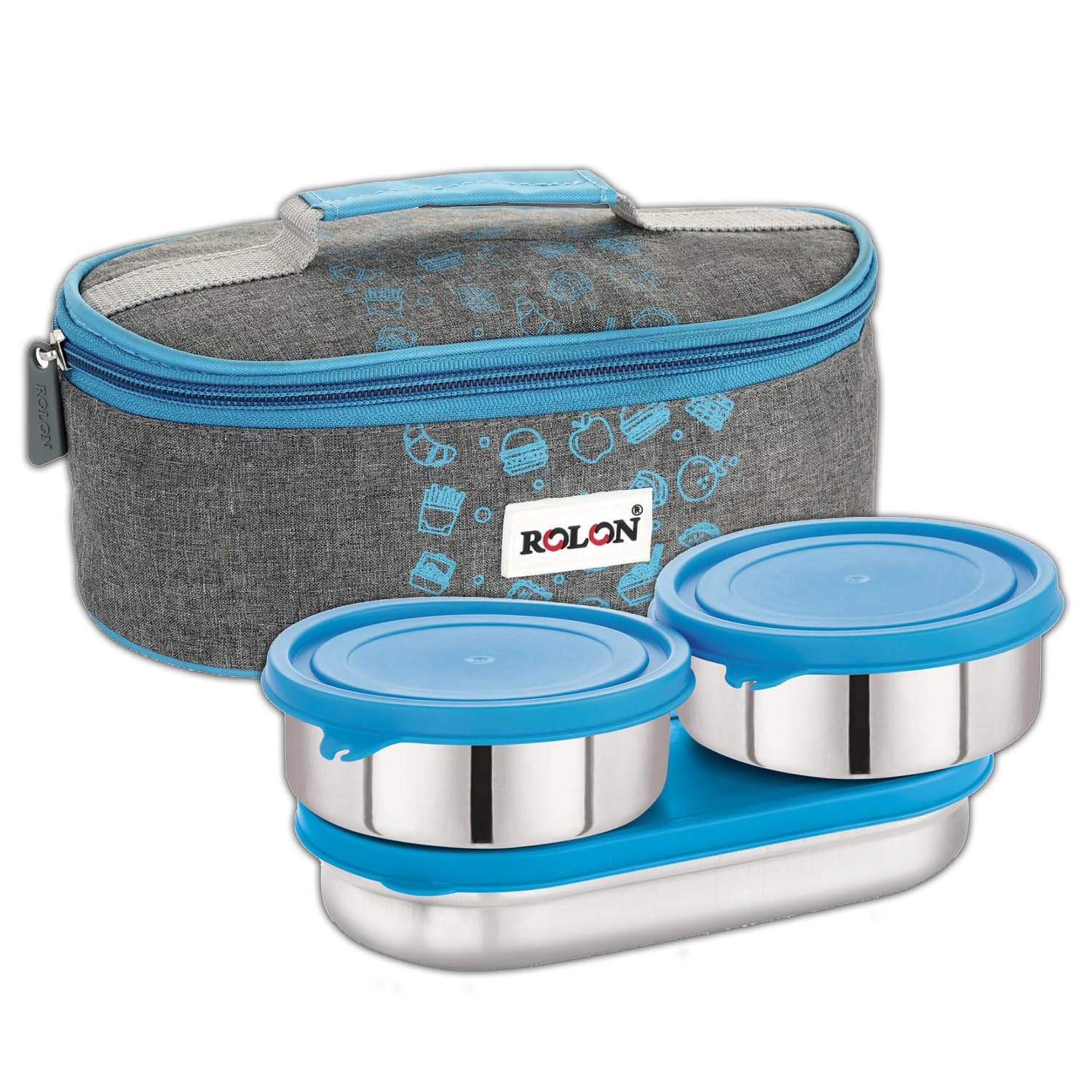 Rolon Lunch Mate Double Decker Big Lunch Box Portable And Durable Tiffin Box For Adults And Office Use 2 Round Inner Round Conta