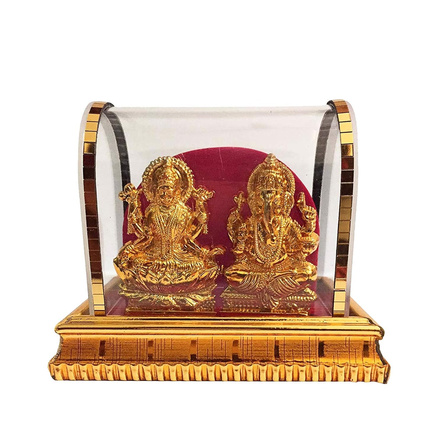 Awesome Craft Golden Lord Ganesh & Maa Lakshmi Acrylic Idol | Hindu God Ganpathi & Goddess Laxmi | Pooja Mandir | Car Dashboard