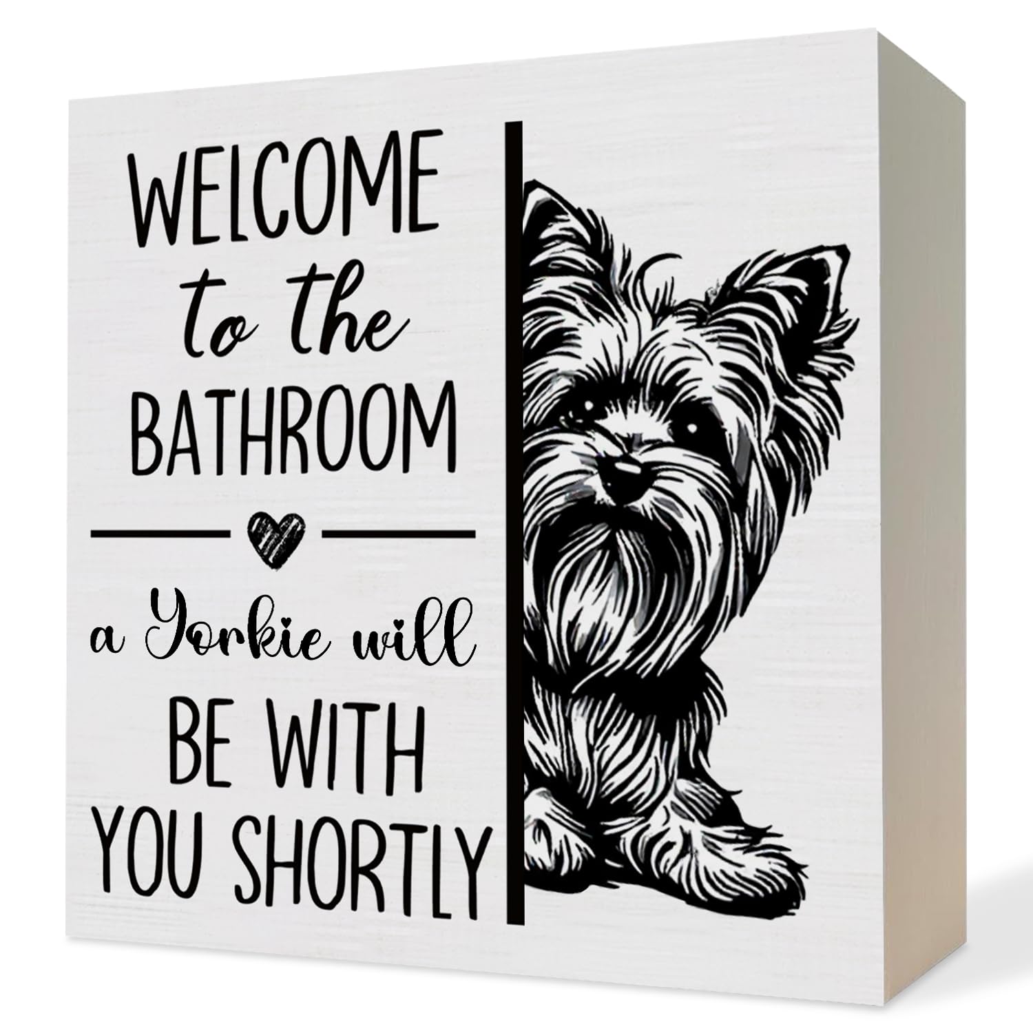 ATBWGT Yorkshire Terrier Bathroom Wooden Box Sign, Yorkie Dog Bathroom Decor, Gifts for Yorkie Lovers Wood Block Plaque Signs fo