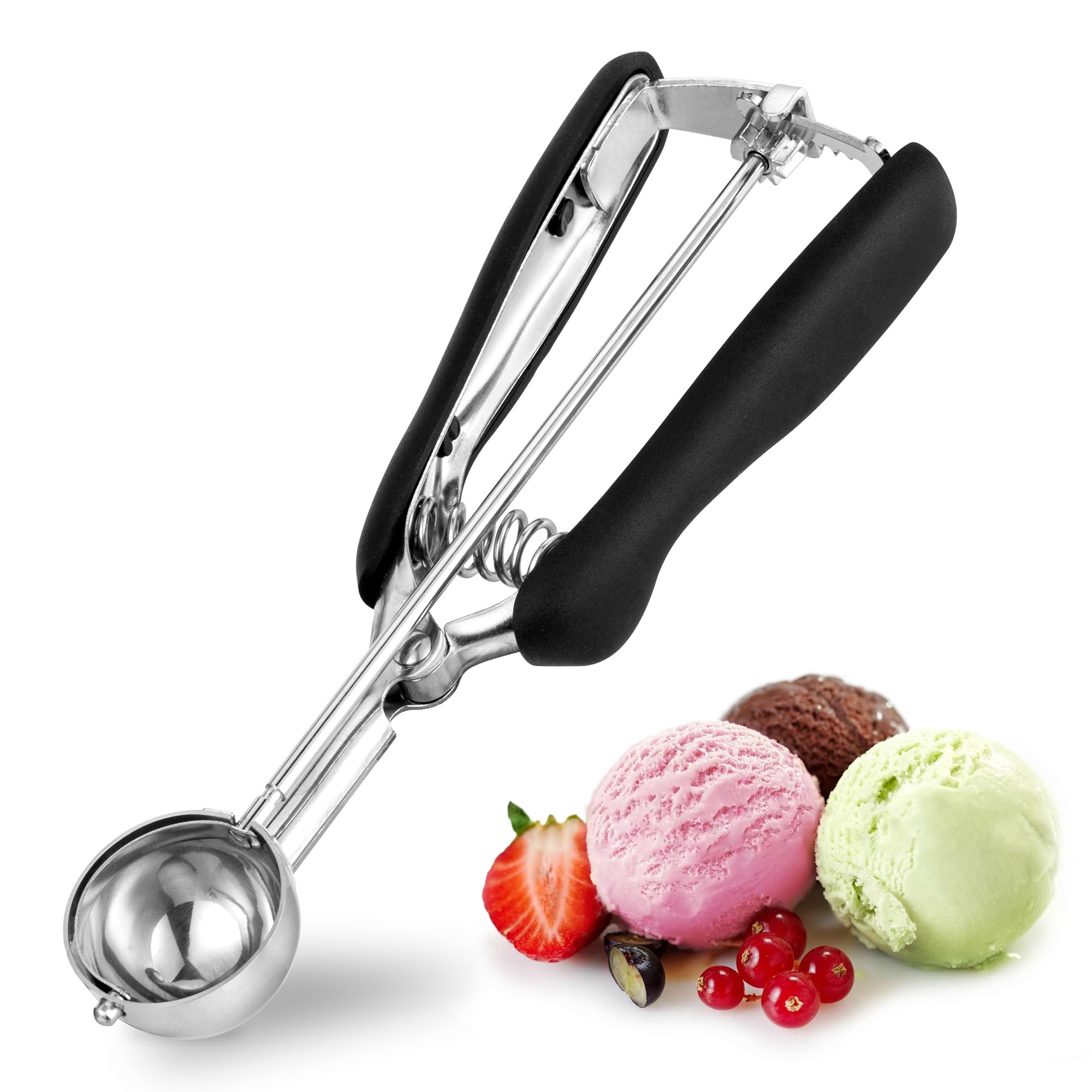 Cookie Scoop 1 Tbsp, Tj Pop Professional Stainless Steel Ice Cream Scoop 35 Mm, Good Soft Grips, Quick Trigger Release