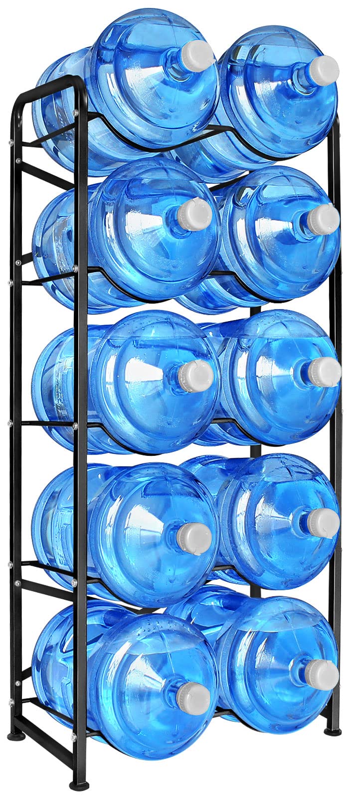 Water Bottle Storage Rack, 5-Tier Reinforced Carbon Steel Water Jug Holder For 10 Bottles Of 5-Gallon Water Cooler Bottles Organ