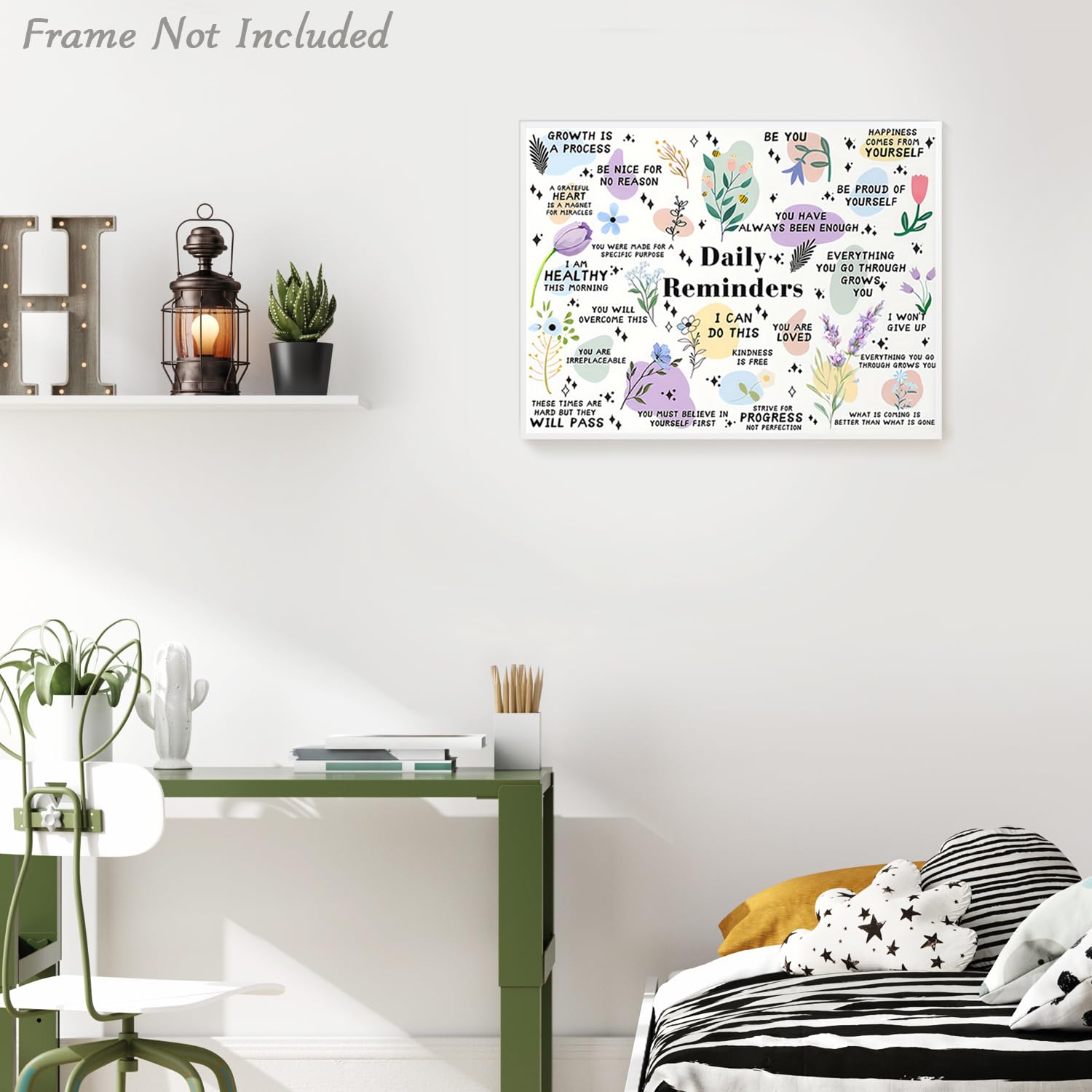 Motivational Daily Reminder Wall Art Poster Positive Affirmations Prints, Inspirational Quotes Wall Poster For Classroom Office