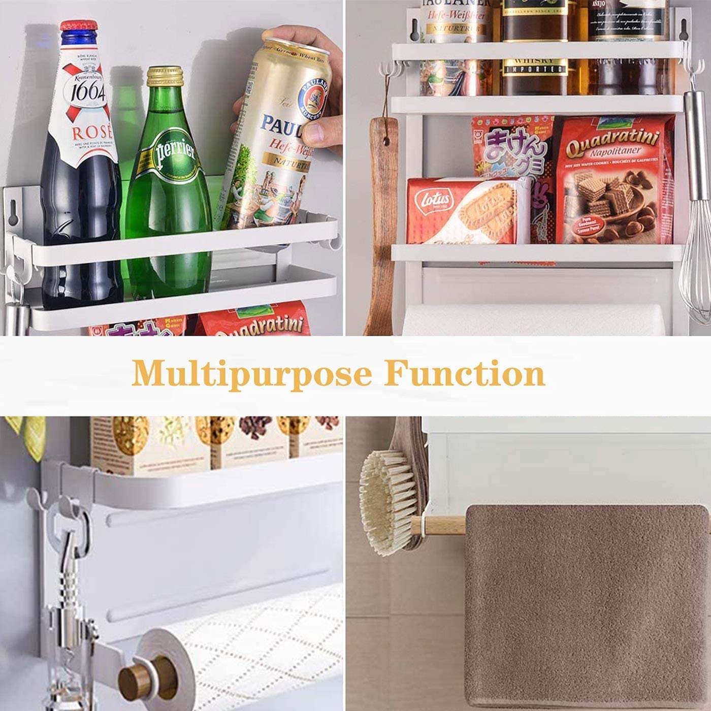Dr.BeTree Magnetic Paper Towel Holder,Magnetic Spice Rack Magnetic Spice Rack for Refrigerator Magnetic Shelf Fridge Magnet Orga