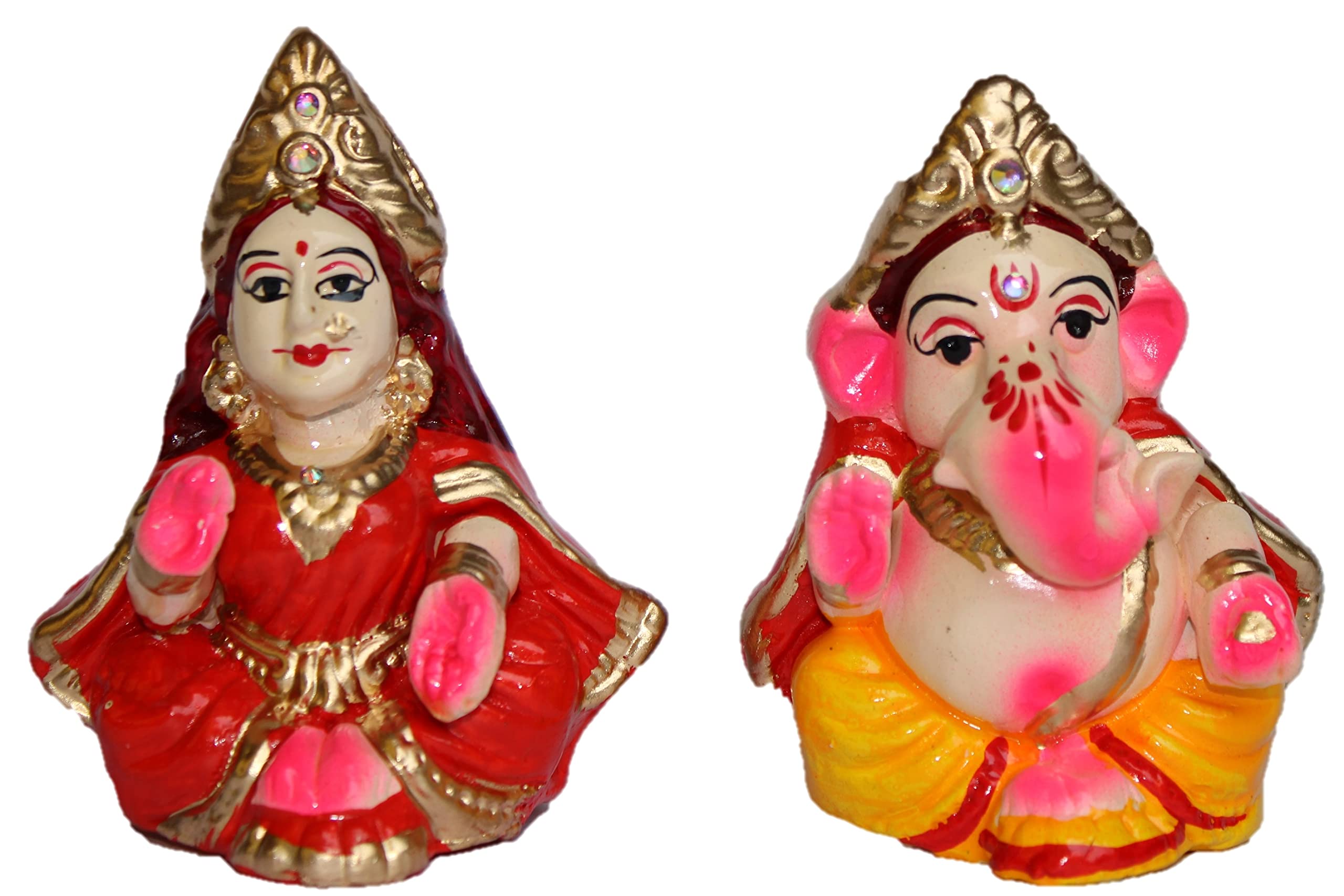 Berrycrave Small Laxmi Ganesh Murti For Diwali Puja Lakshmi Ganapati Murti For Home Office Diwali Puja Religious God | Handmade 