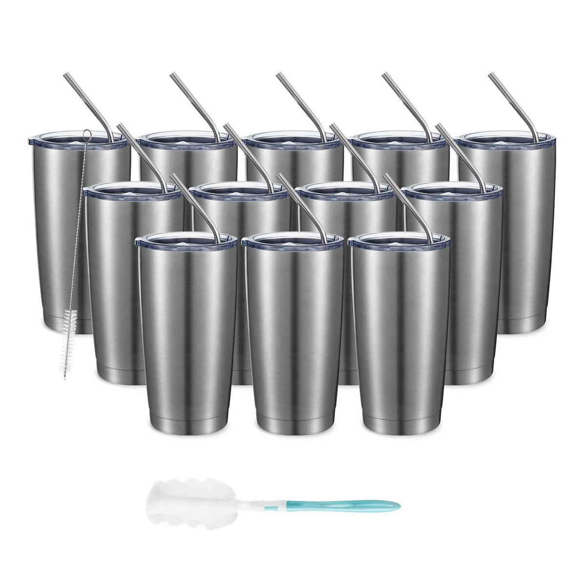Comooo 20Oz Stainless Steel Tumbler Double Wall Vacuum Coffee Cup Insulated Travel Mug With Lid And Straw Durable Powder Coated