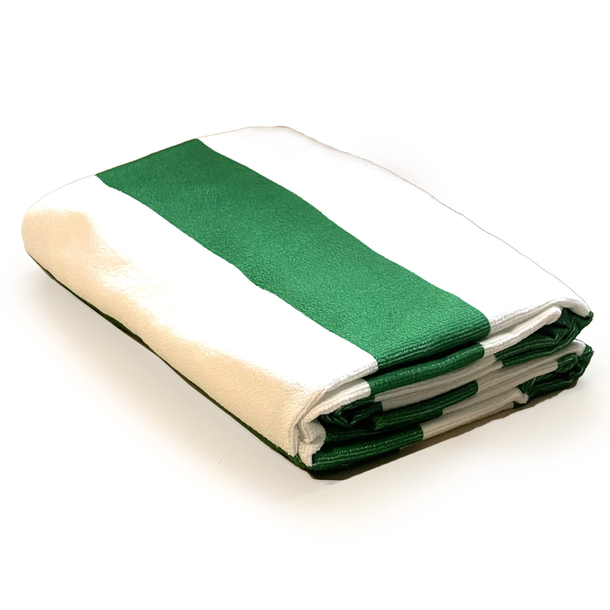 Allgala Oversize 40X70 Inch (1X1.8M) Cabana Stripe Design Microfiber Beach Towel-Green (Pack Of 1)-Bt81207