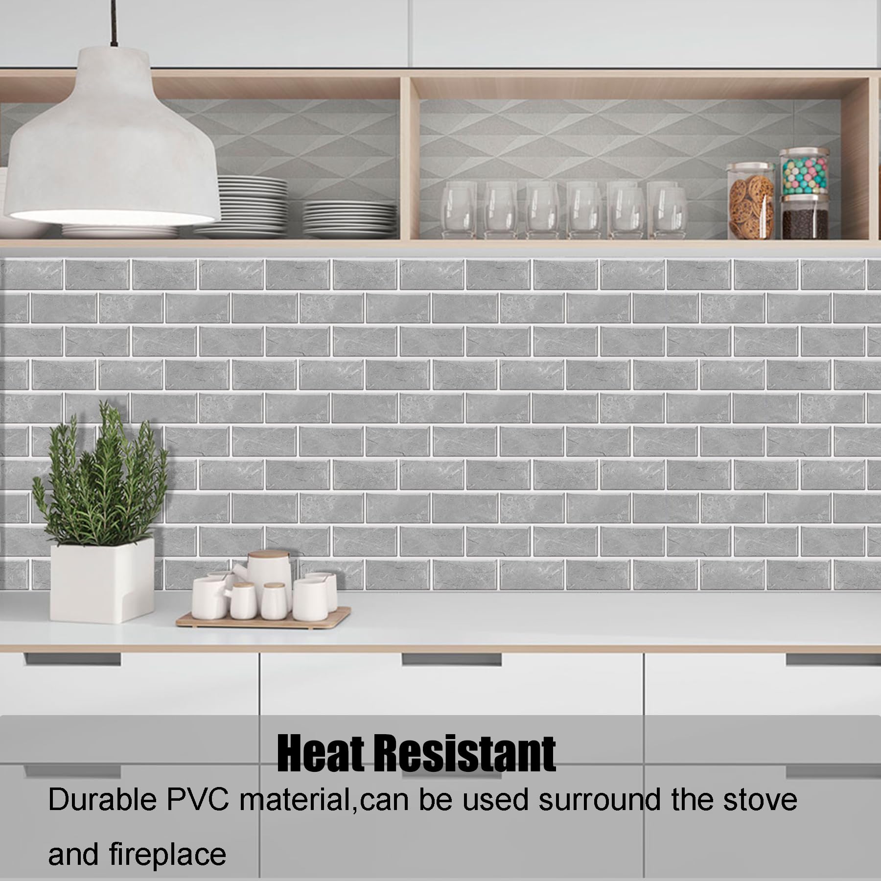 12-Sheet Grey Peel And Stick Wallpaper, Subway Tile 6''X12'' Self Adhesive Wall Tiles Waterproof Pvc Stick On Backsplash Vinyl D