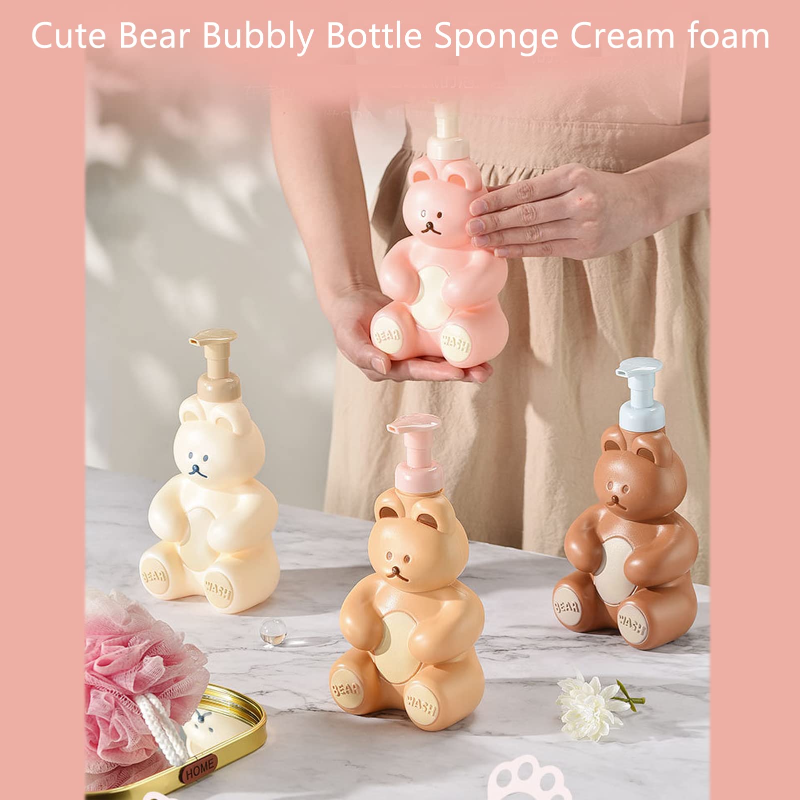 Empty Liquid Hand Dispenser Bottle Cartoon Bear Shape Shower Container Pump Bottle For Hand Washing (Large )