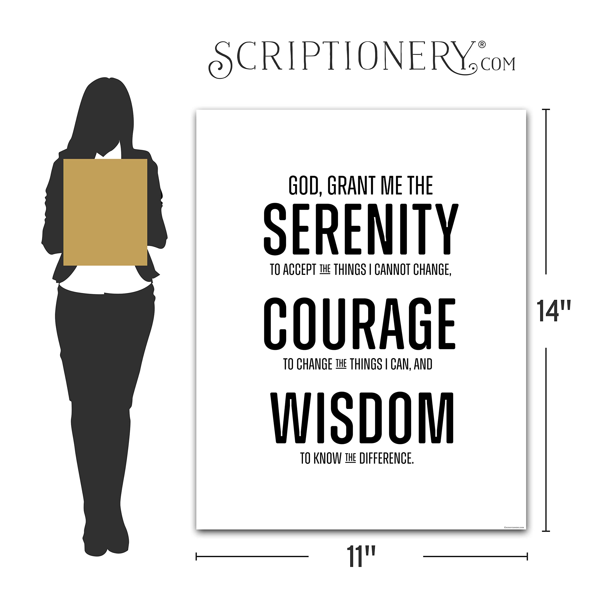 Scriptionery Serenity Prayer Wall Art - Christian Wall Art - Black And White Modern Print Scripture Wall Art -Christian Signs Ho