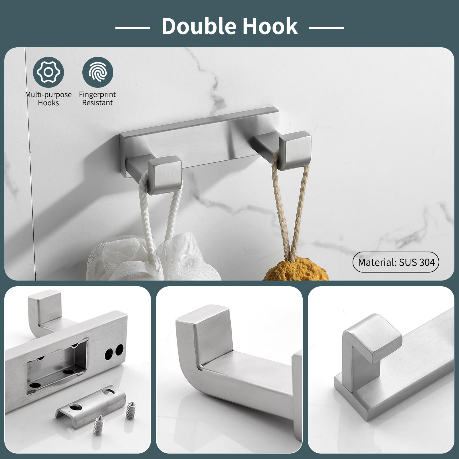 Yacvcl 4-Piece Bathroom Hardware Set Brushed Nickel Towel Bar Set Premium Stainless Steel Bath Towel Holder Sets Towel Racks Wal