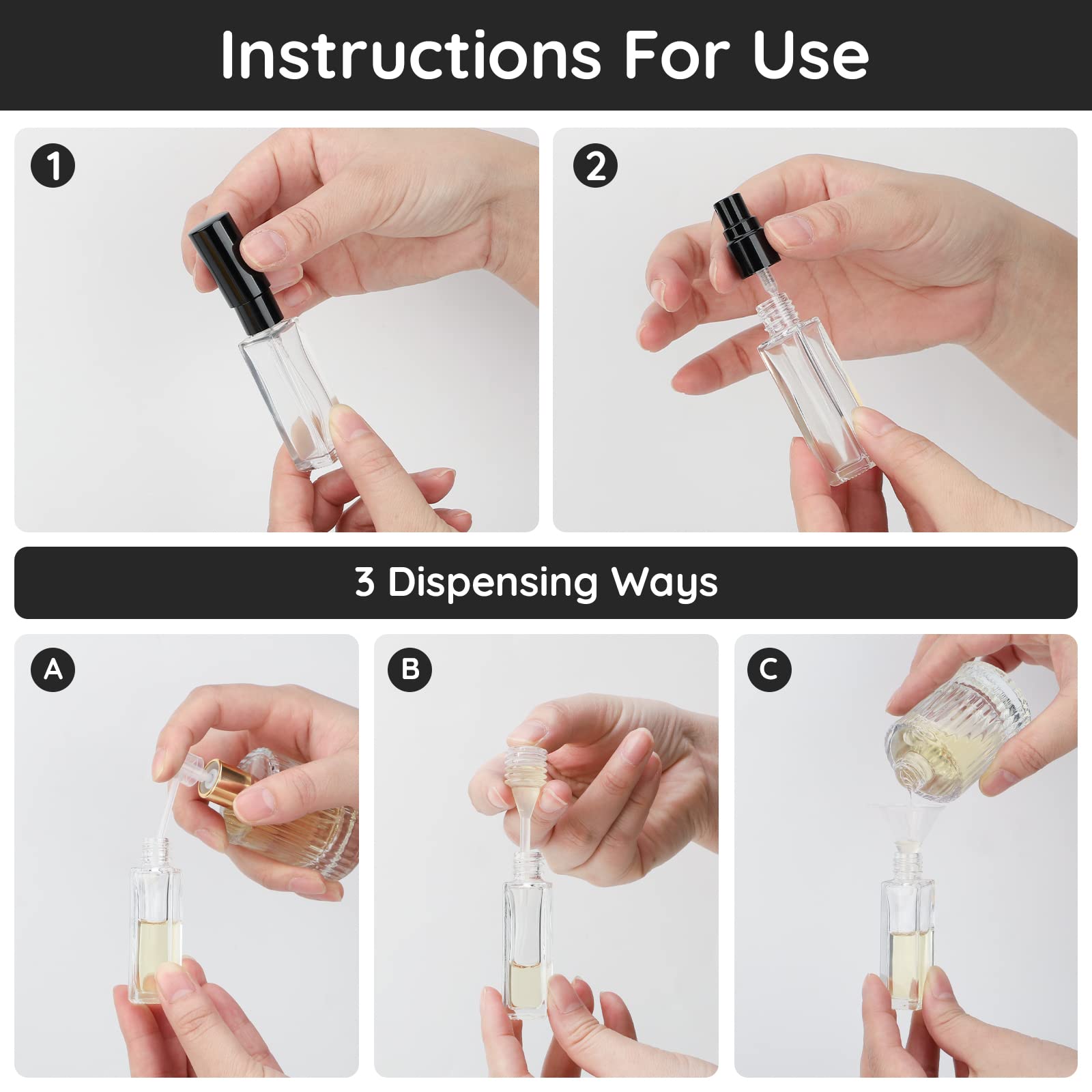 Segbeauty Mini Perfume Spray Bottles, 5 Set Of 10Ml Clear Glass Travel Perfume Atomizer Refillable, Empty Tiny Sprayer Fragrance