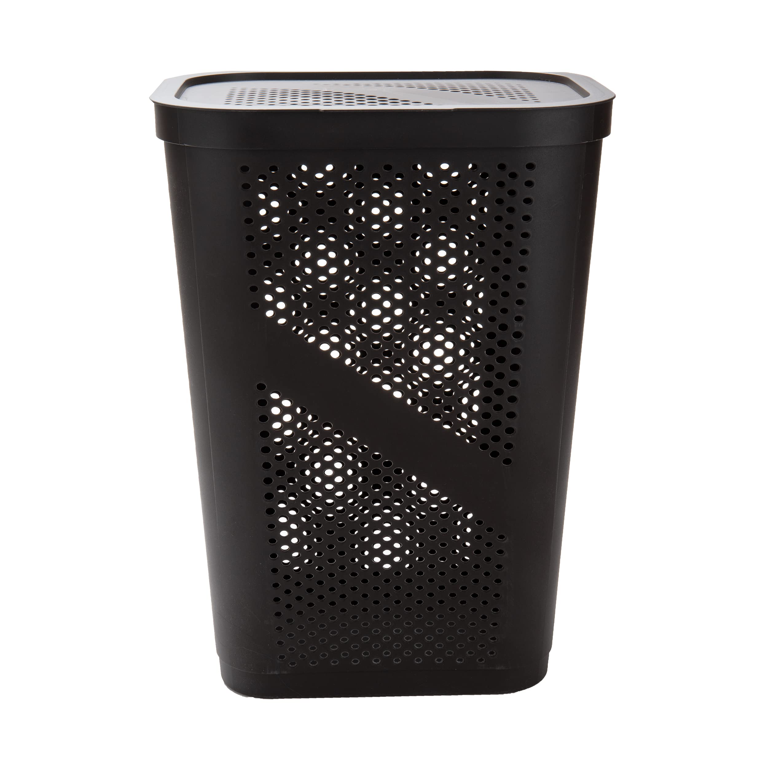 Mind Reader 60L Slim Laundry Hamper, Clothes Basket, Lid, Ventilated, Plastic, 17.25''L X 13.75''W X 23.5''H, Brown