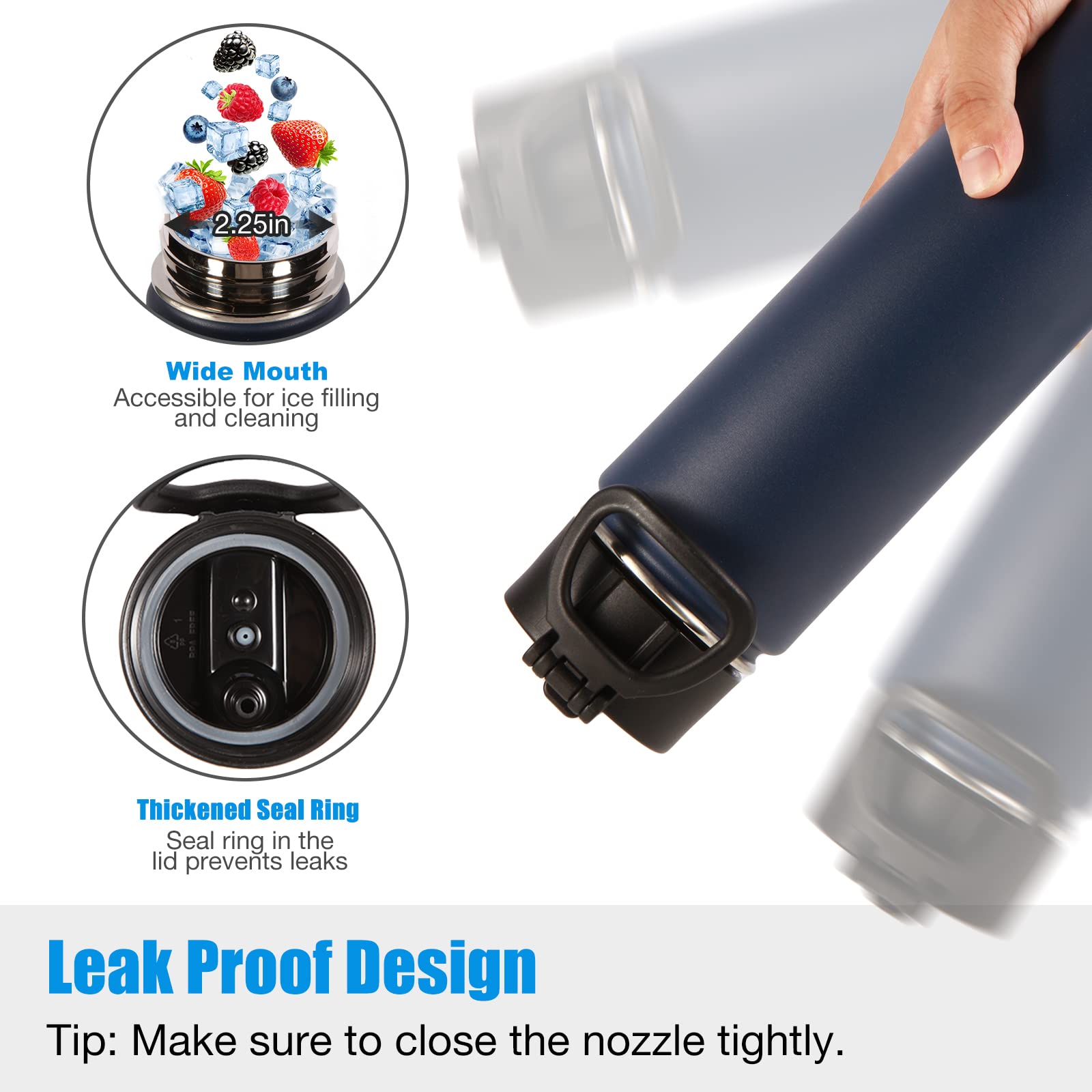 Volhoply Insulated Water Bottles with Straw Bulk 4 Pack  22 oz Stainless Steel Sports Bottle with Handle Lid Double Walled Vacuum Metal Water Thermos with Wide Mouth  Reusable Waterbottle(Mix 4 Set)