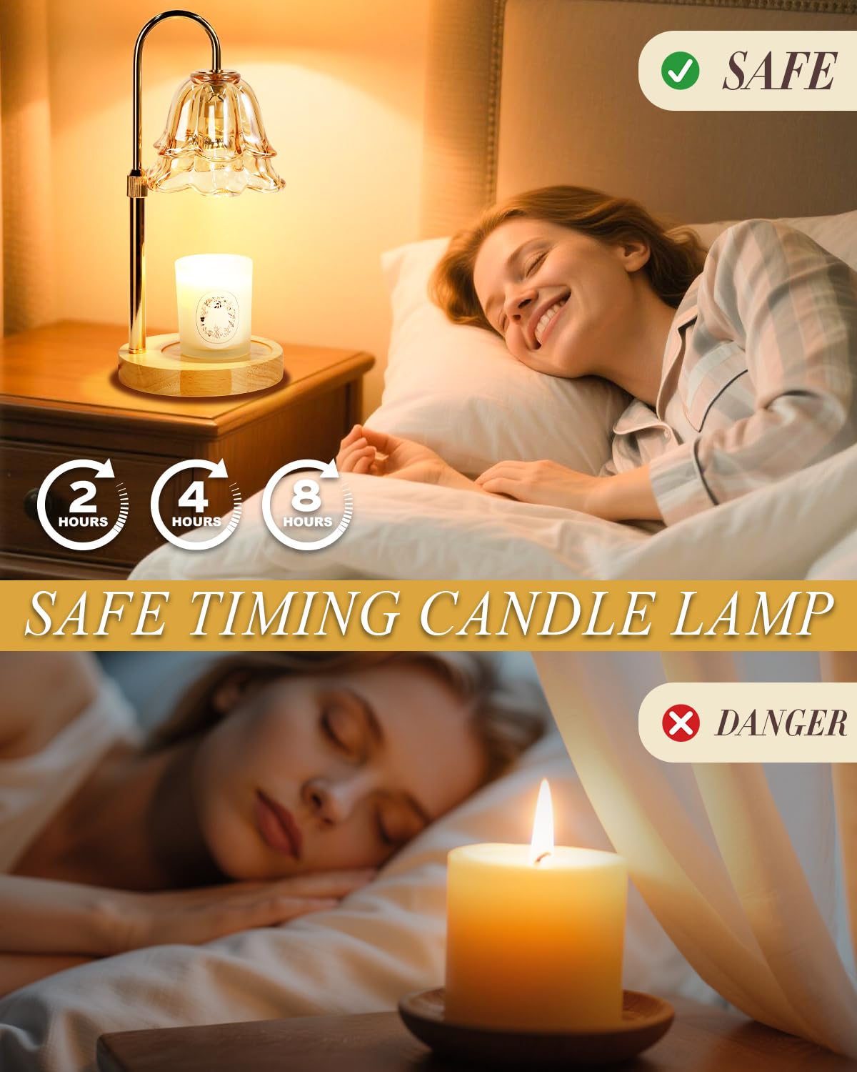 Flower Candle Warmer Lamp with Timer Dimmable, Christmas Birthday Gifts for Women Mom, Candle Warming Light Height Adjustable, W