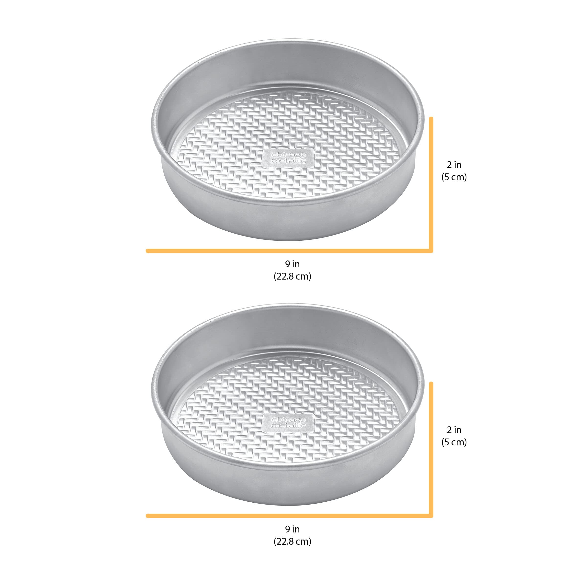 Chicago Metallic Aluminum Round Cake Pans, 9-Inch, Set Of 2, Silver