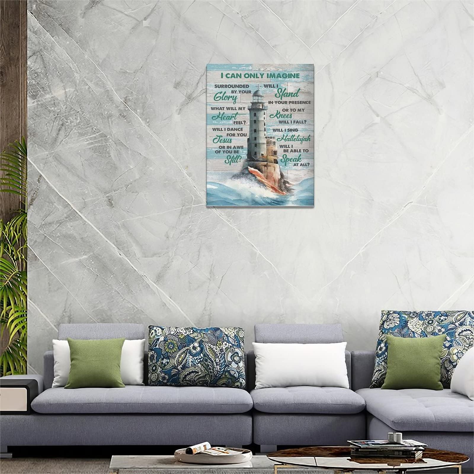 Lighthouse Wall Art Nautical Decor Coastal Ocean Pictures Wall Decor Lighthouse Christian Scriptures Canvas Painting Prints I Ca