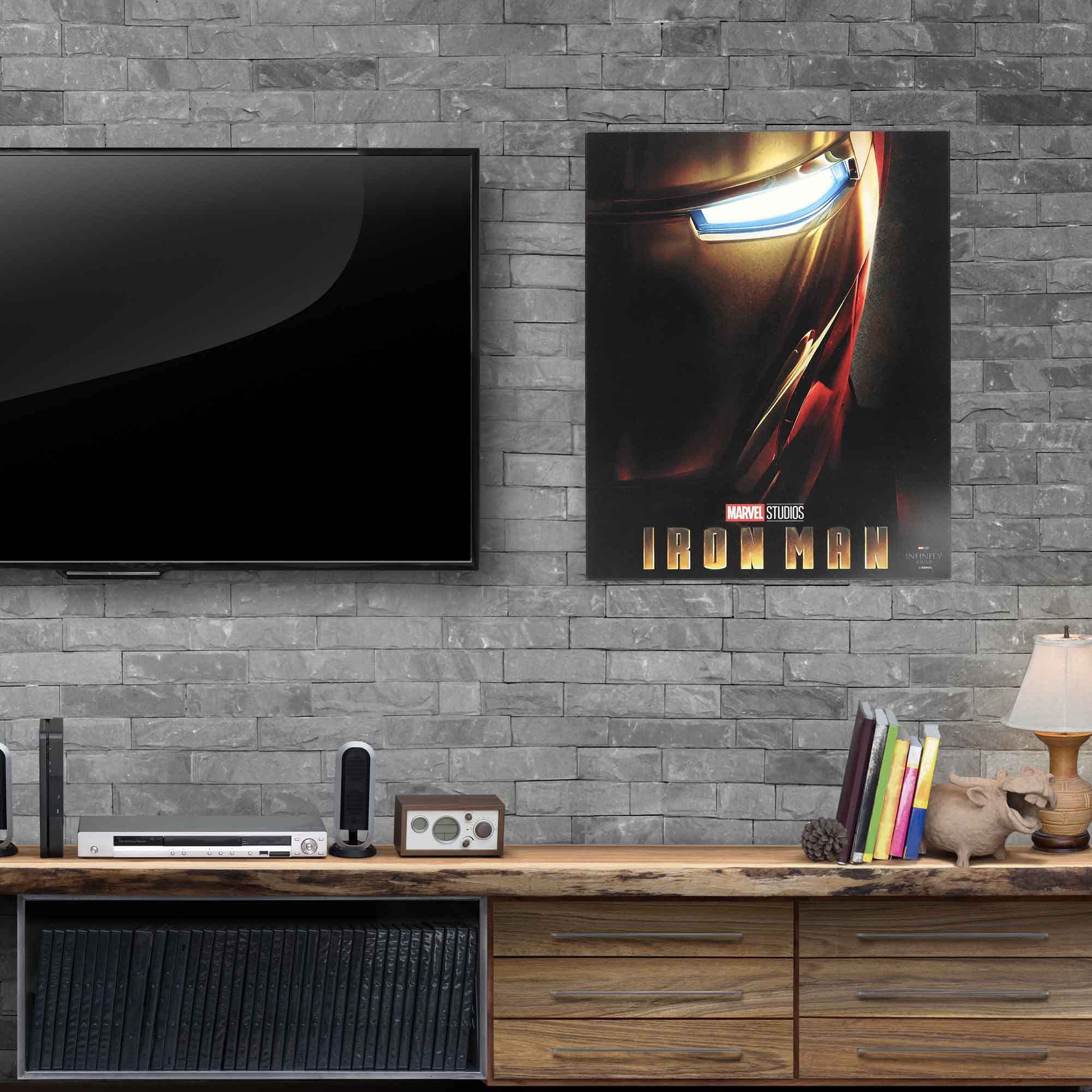 Marvel Iron Man Movie Poster Wood Wall Decor - Classic Iron Man Picture For Man Cave Or Bedroom
