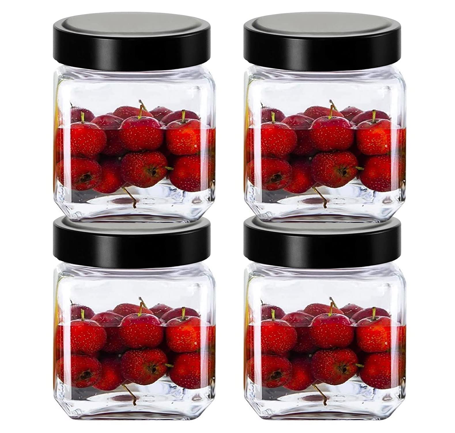 CLOUDMART Piramal Glass Square Clear Jars & Containers for Kitchen Pantry, Snacks, Masala, Honey, Cookies, DryFruits, Coffee Bea