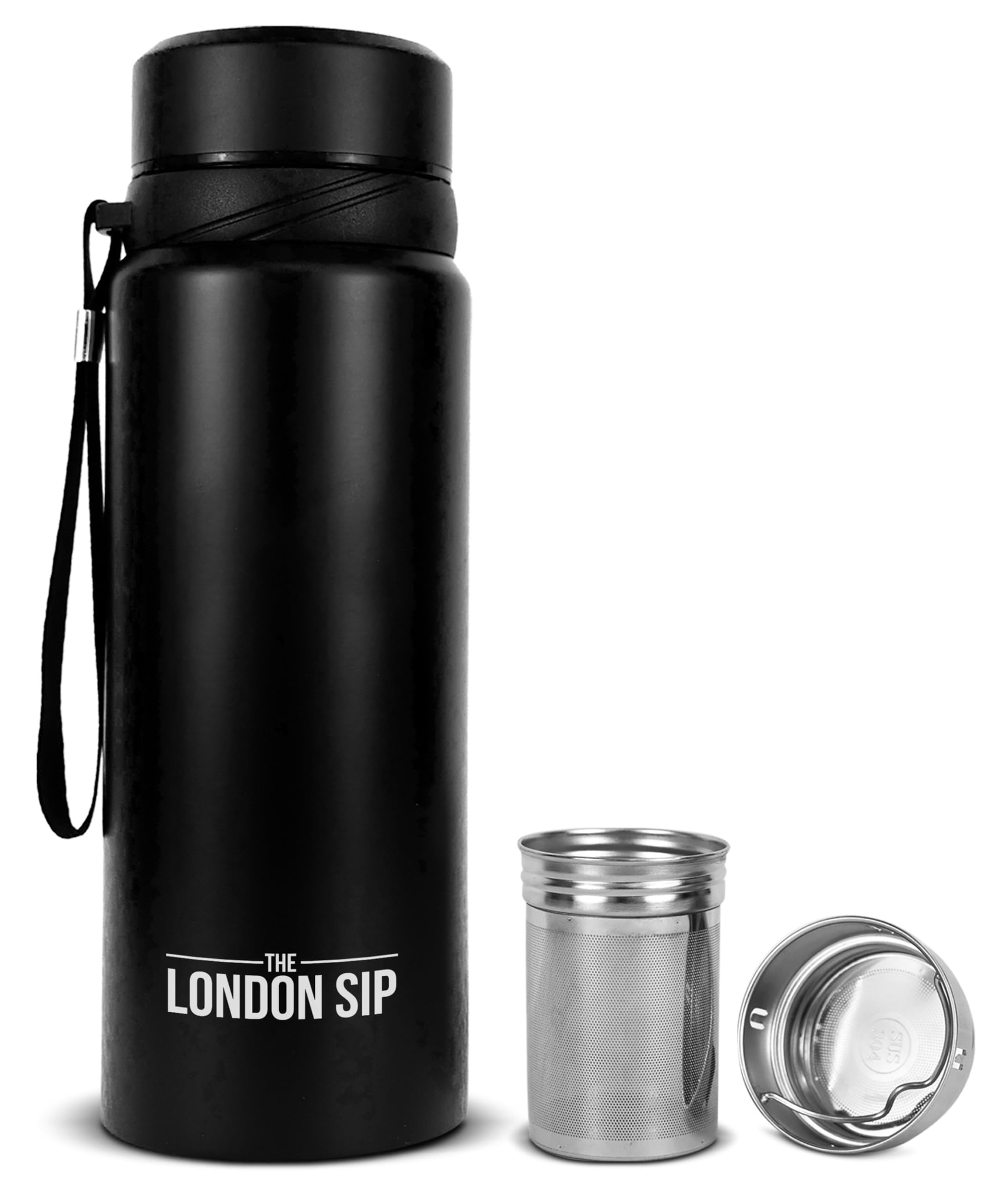 Here & Now Supply Co. 25 Oz Multi-Function Travel Mug And Tumbler | Tea Infuser Water Bottle | Fruit Infused Flask | Hot & Cold