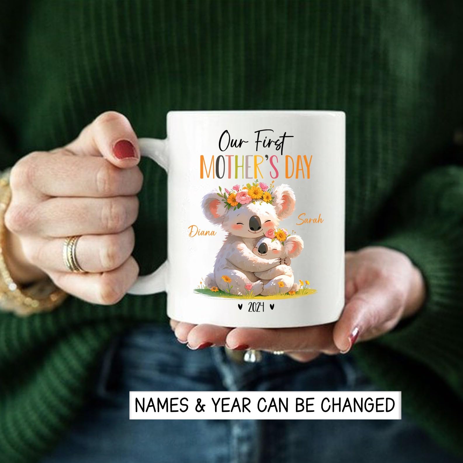 Mummy And Baby Koala Coffee Mugs, Custom Koala Mug Gift For Koala Lovers, Our First Mothers Day Ceramic Cup For New Mother, Pers