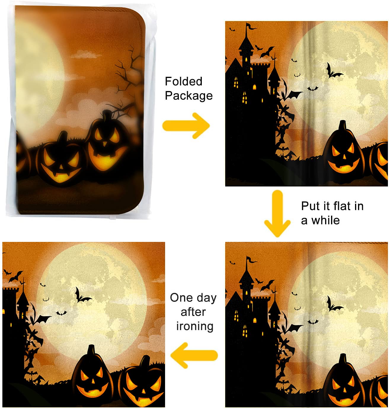 Britimes Bath Mat for Bathroom, No Slip, Halloween Orange Moon Washable Cover Floor Rug Carpets Floor Mat Bathroom Decorations 1