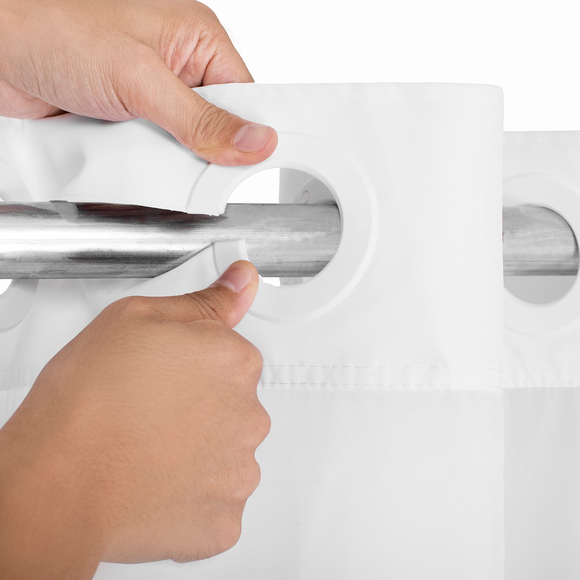 Modern Hotel Grade No Hooks Needed Shower Curtain With Snap In Liner White Standard-71 X 74''