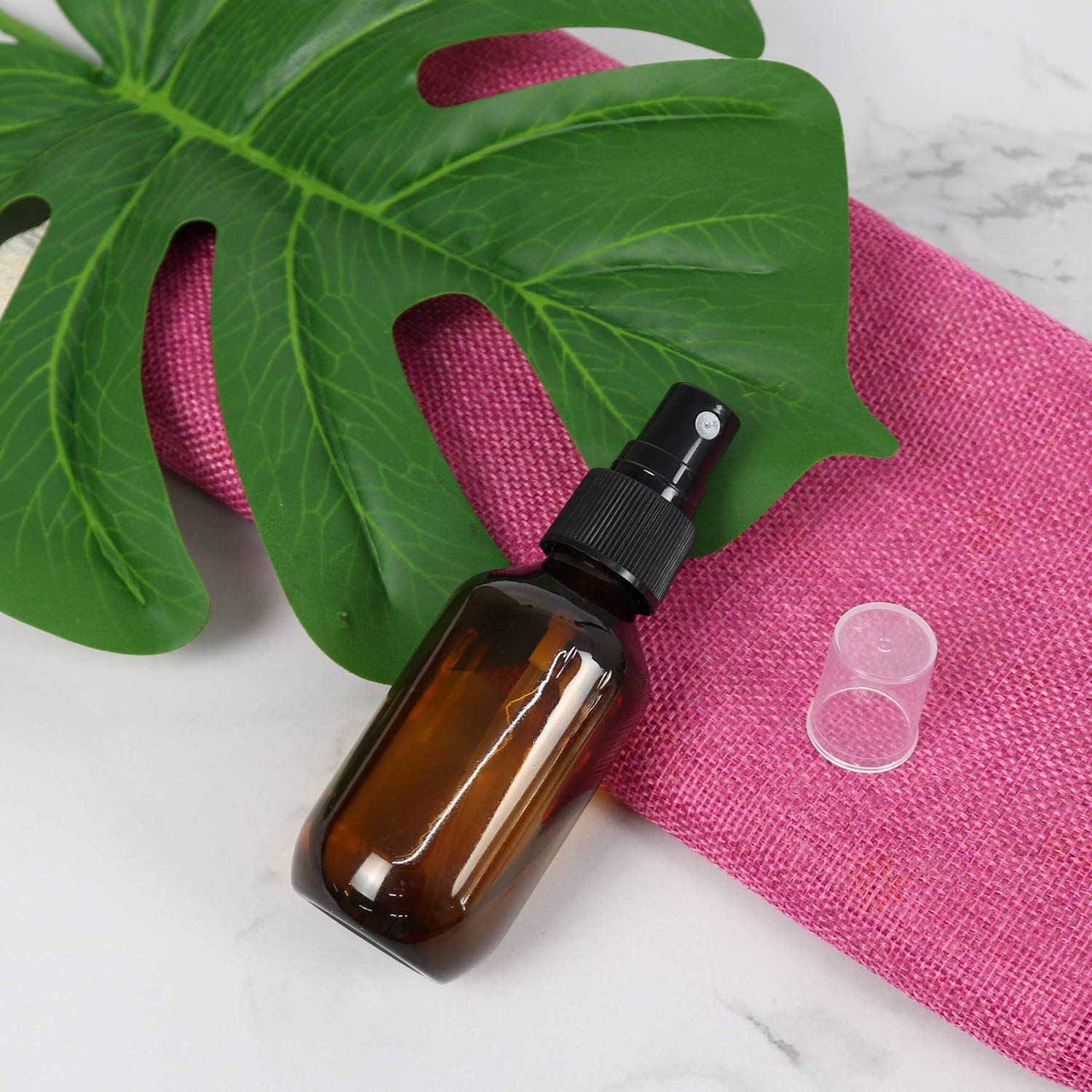 Syntecso 96 Pack 2Oz Amber Plastic Spray Bottles, Fine Mist Spray Bottles For Essential Oils, Water Spray Bottle For Hair Plant