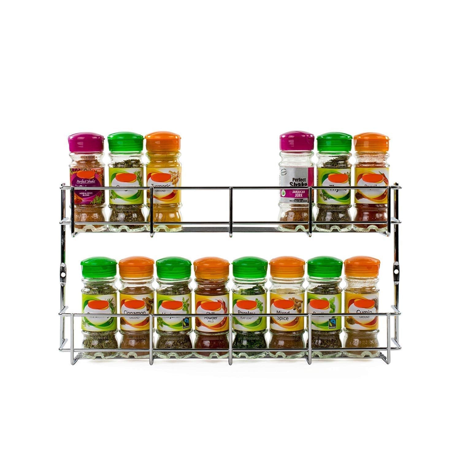 Indian Decor Alloy Steel Wall Mounted Spice Rack, 40.5Cm Wide X 6.2Cm Deep X 21Cm High, Silver