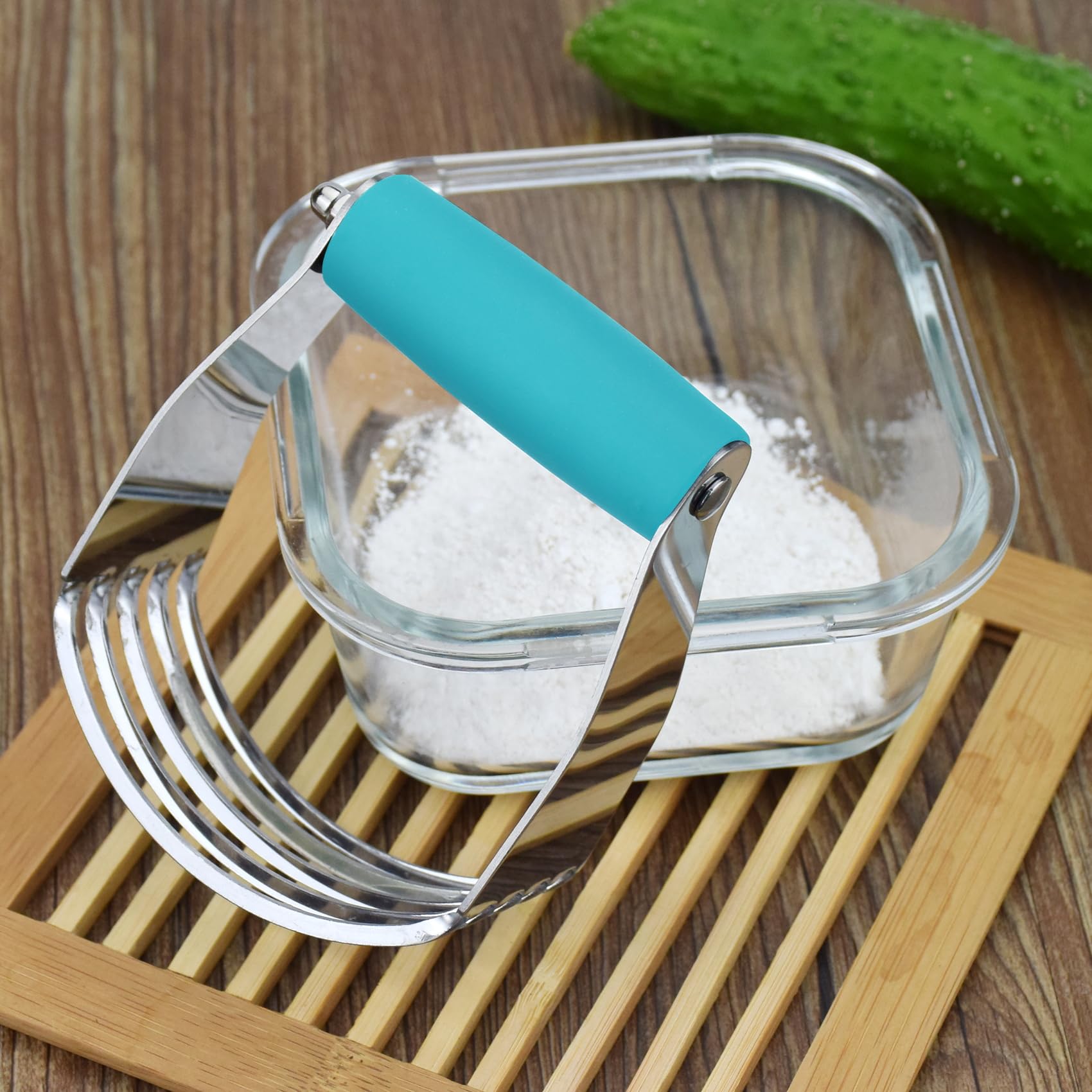 Dough Blender Heavy Duty Pastry Cutter Stainless Steel Butter Cutter Professional Baking Tool For Mixing Flour Butter (Blue)
