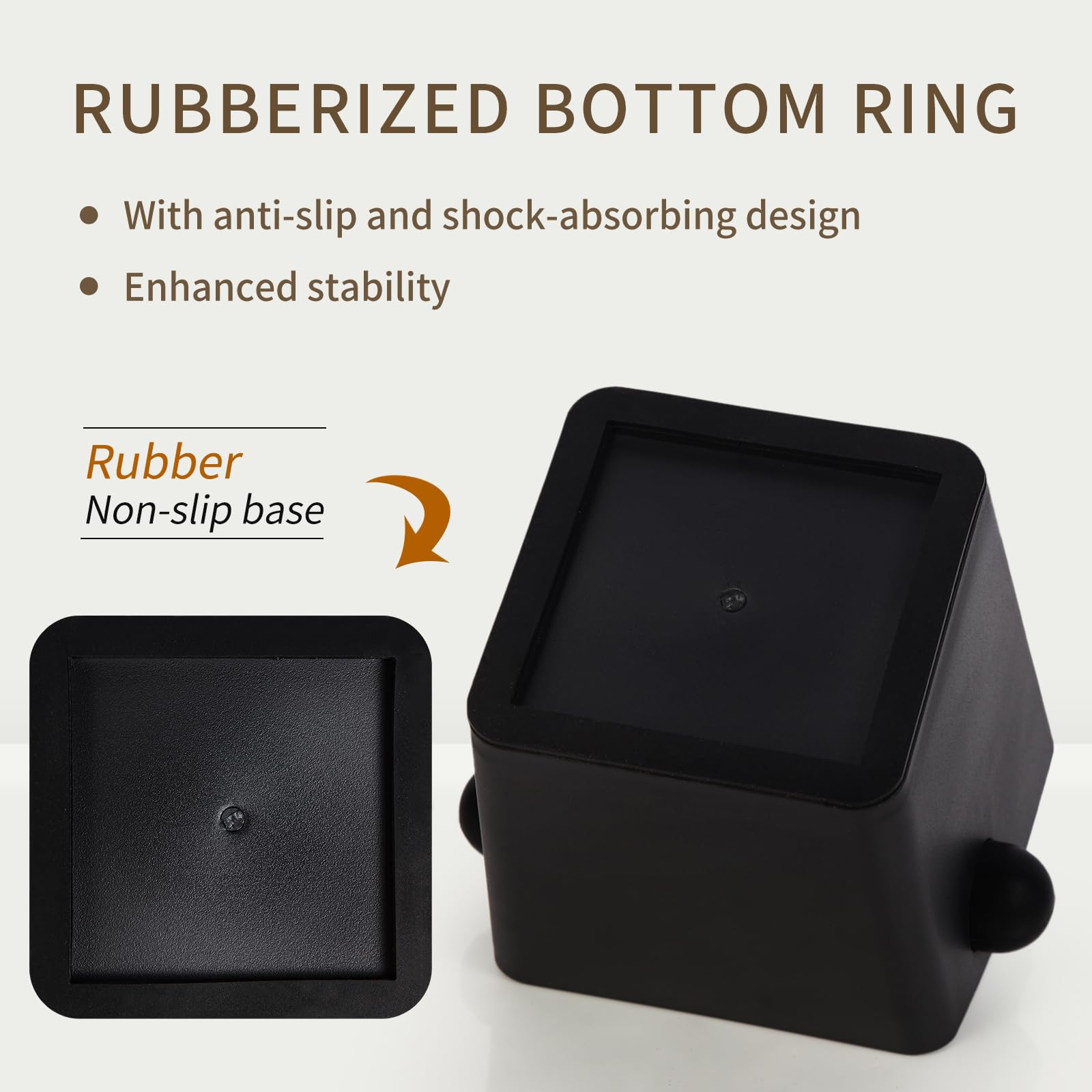 Iaosen Knock Box Square High Sidewall Design Espresso Knock Box Shock-Absorbent Knock Box Espresso With Removable Knock Bar And