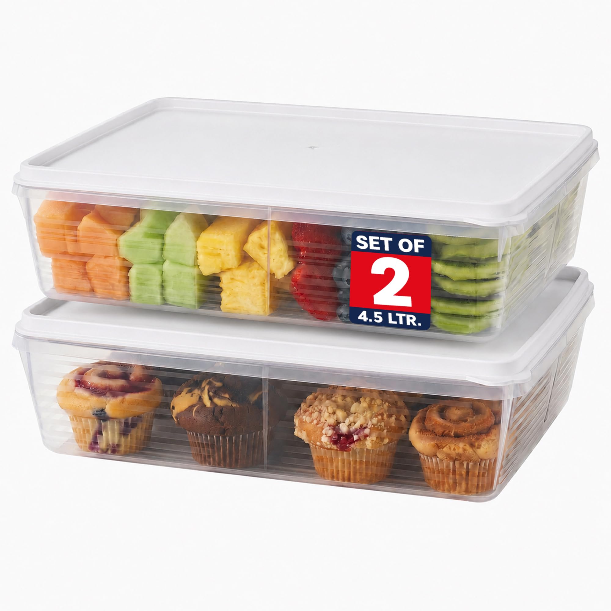 SIGNORA WARE 4.5L Plastic Containers with Lids Set of 2  Air Tight Pantry Storage Containers Ideal for Meal Prep, Leftovers, Co