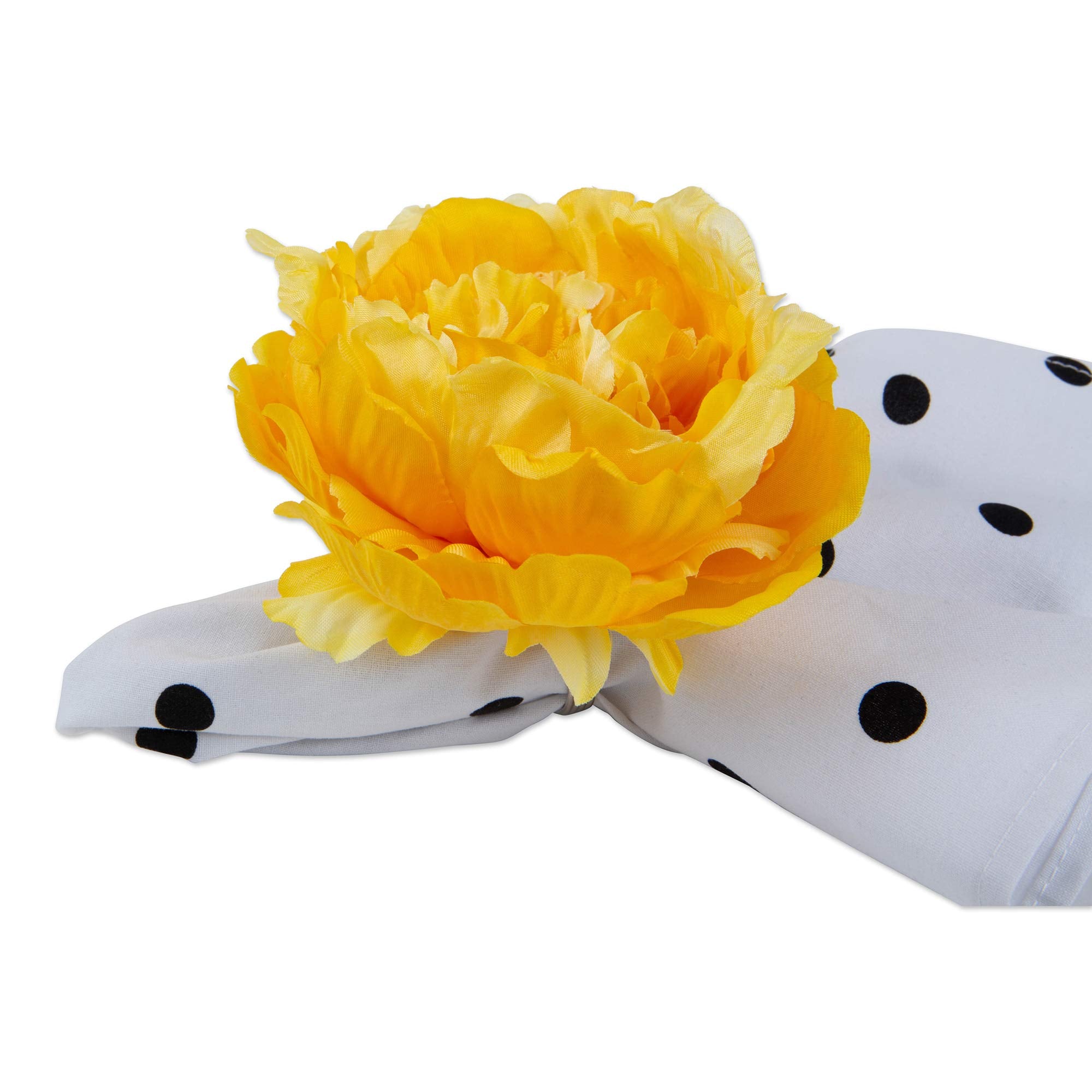 DII Peony Napkin Ring Et/4 Yellow