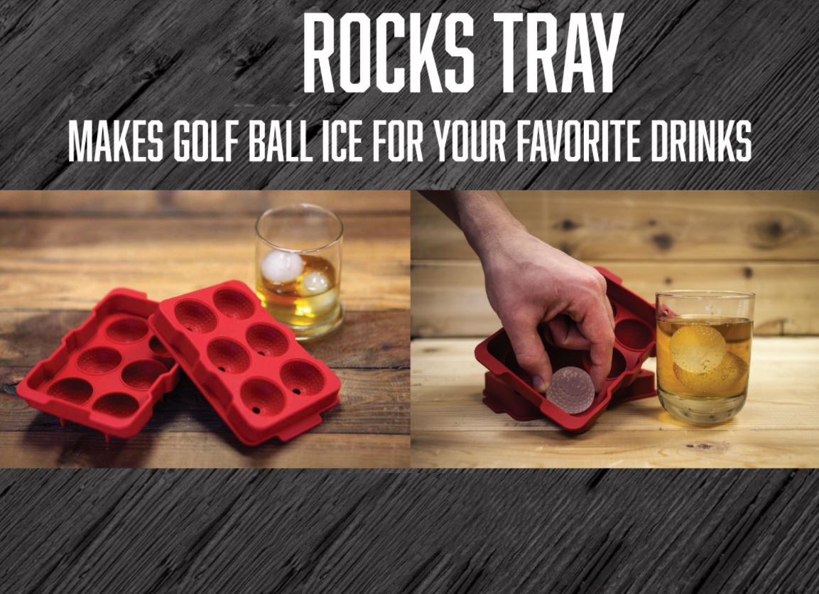 Rival And Revel R|R Rocks - 6 Ball Tray - R|R Rocks - Golf Ball Ice Maker, Red, 6.75'' X 4.5'' X 2''
